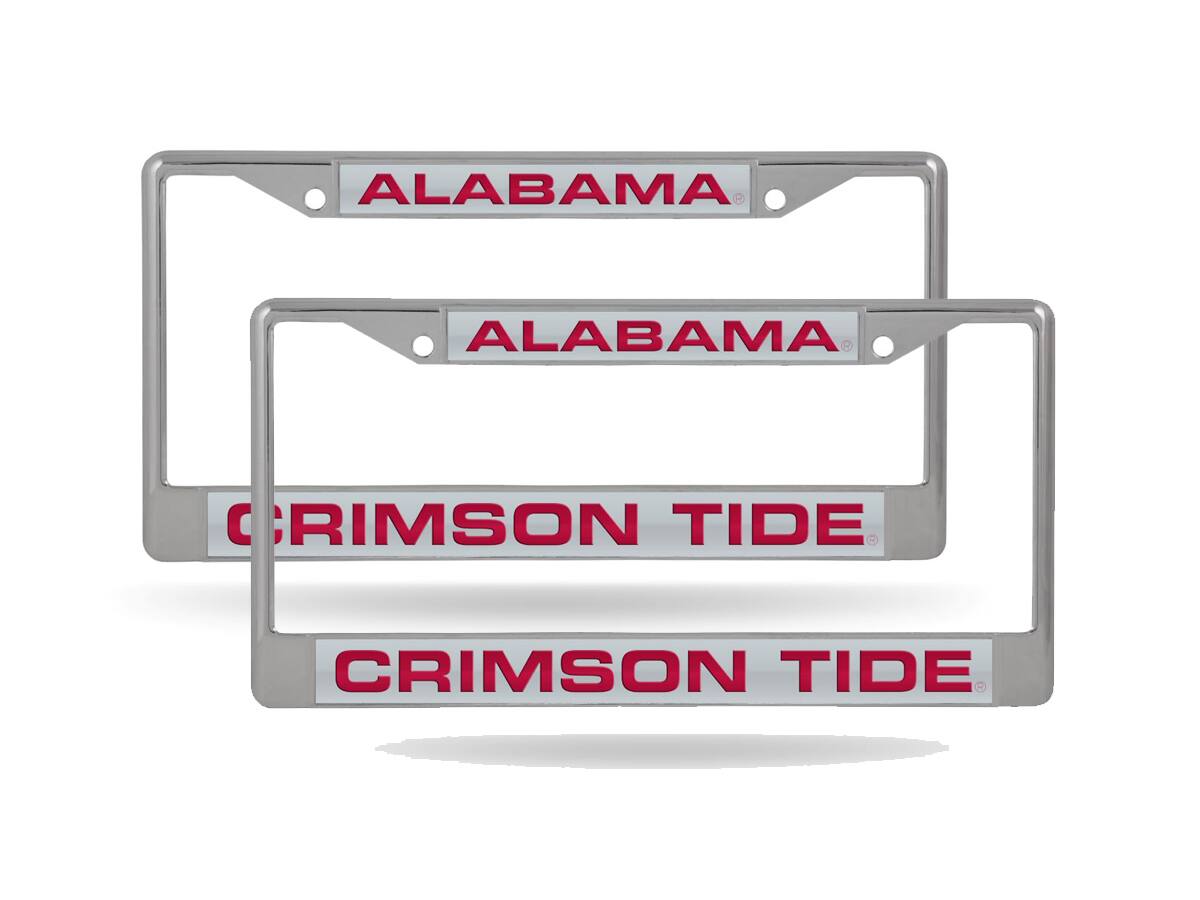 Alabama Crimson Tide (Set of 2) Chrome Metal Laser Cut License Plate Frame