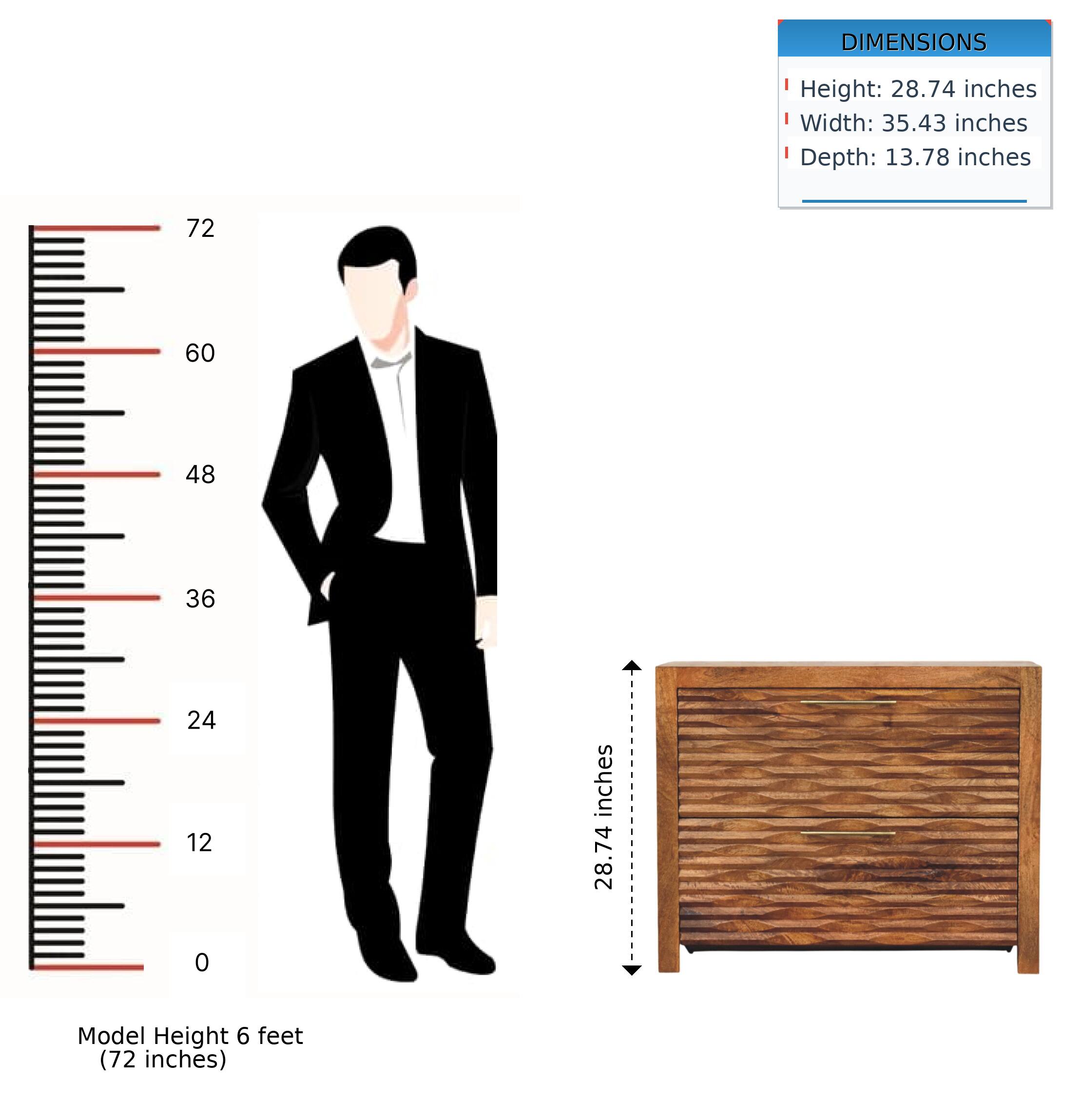 DIMENSIONS  
Height: 28.74 inches  
Width: 35.43 inches  
Depth: 13.78 inches  

Model Height: 6 feet (72 inches)