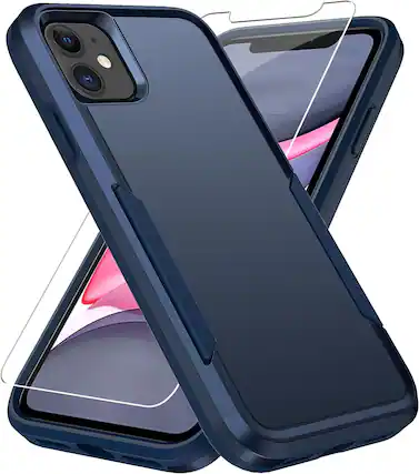 Front. Entronix - Entronix iPhone 12/12 Pro Bundle - Soft-Touch Dual-Layer Case with Clear Screen Protector - Blue.