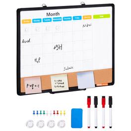 VEVOR - 24"x 18" Monthly Calendar Whiteboard & Cork Board Combo with Aluminum Frame - Black