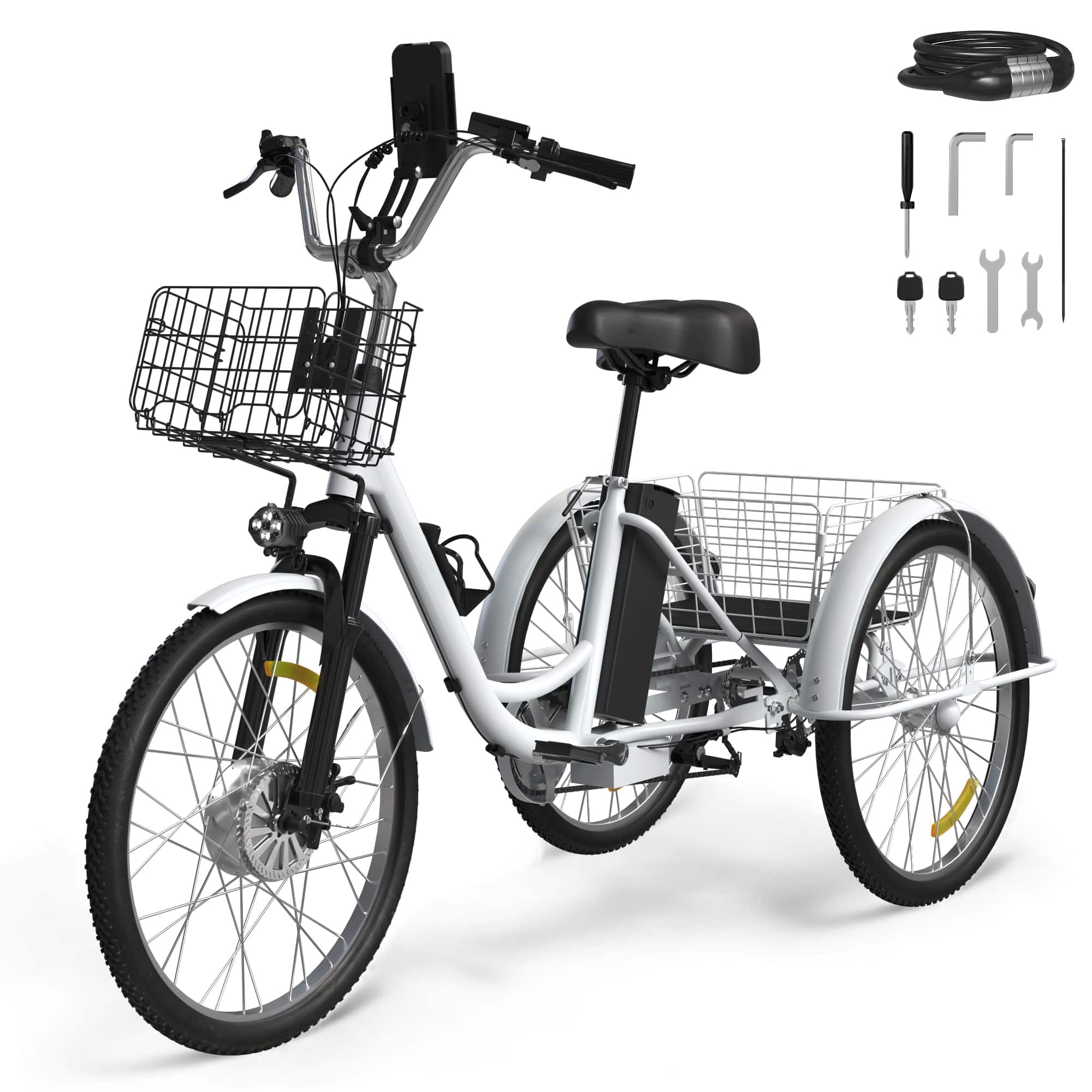 Skeri - Tricycle for Adults, Electric Trike Motorized Three Wheel Electric Bicycle, 350W 48V Adult Electric Tricycle - Black