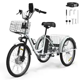 Skeri - Tricycle for Adults, Electric Trike Motorized Three Wheel Electric Bicycle, 350W 48V Adult Electric Tricycle - Black