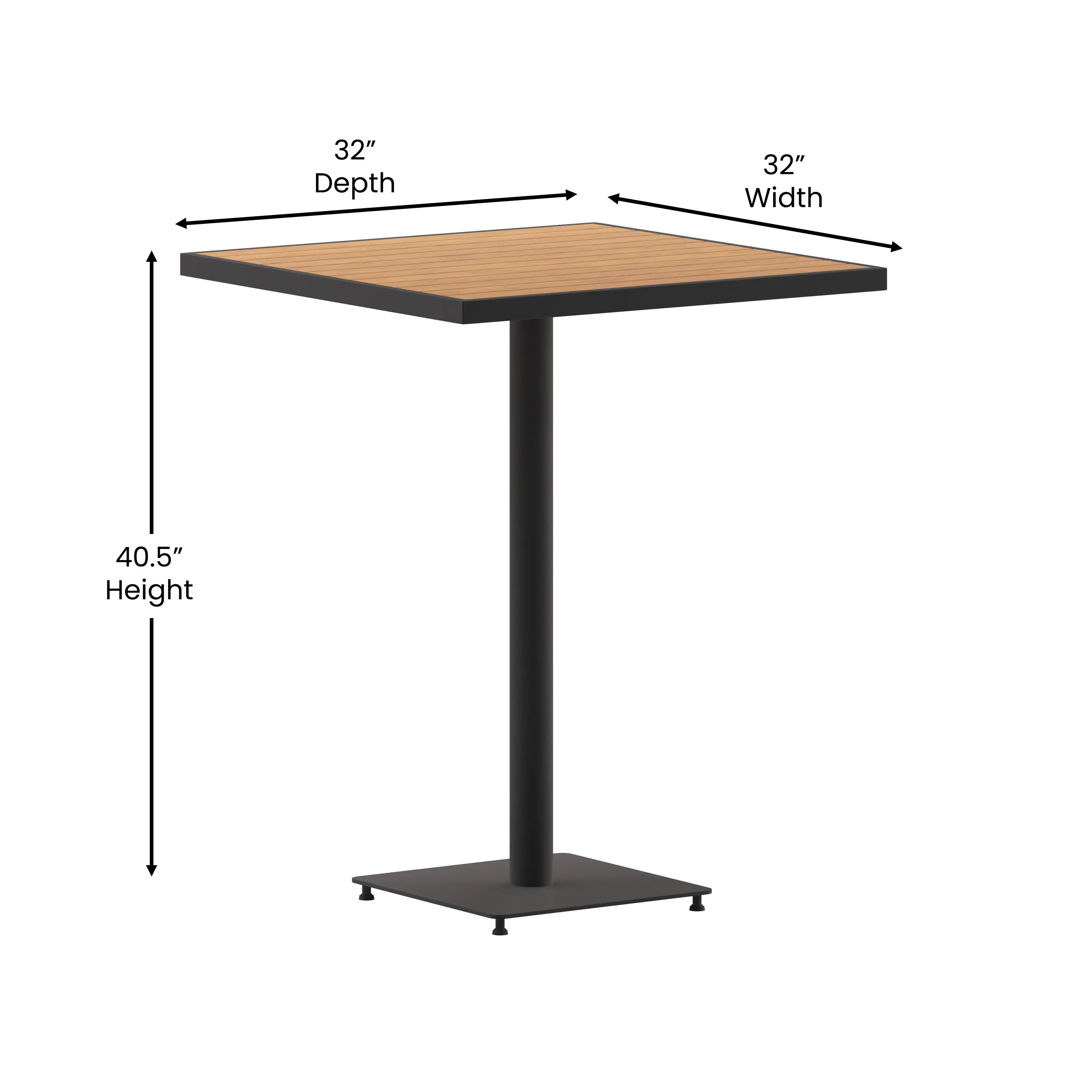 32" Depth  
32" Width  
40.5" Height