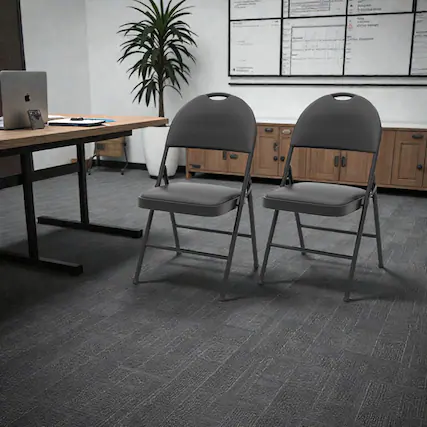 Front. Hivvago - 2-Piece Portable Folding Chairs with Cushioned Seats and Metal Construction - Black.