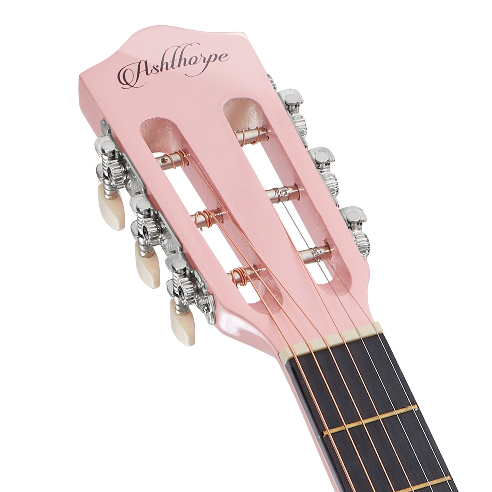 Alt View 4. Ashthorpe - Beginner Acoustic Guitar Package - Starter Kit - Pink.