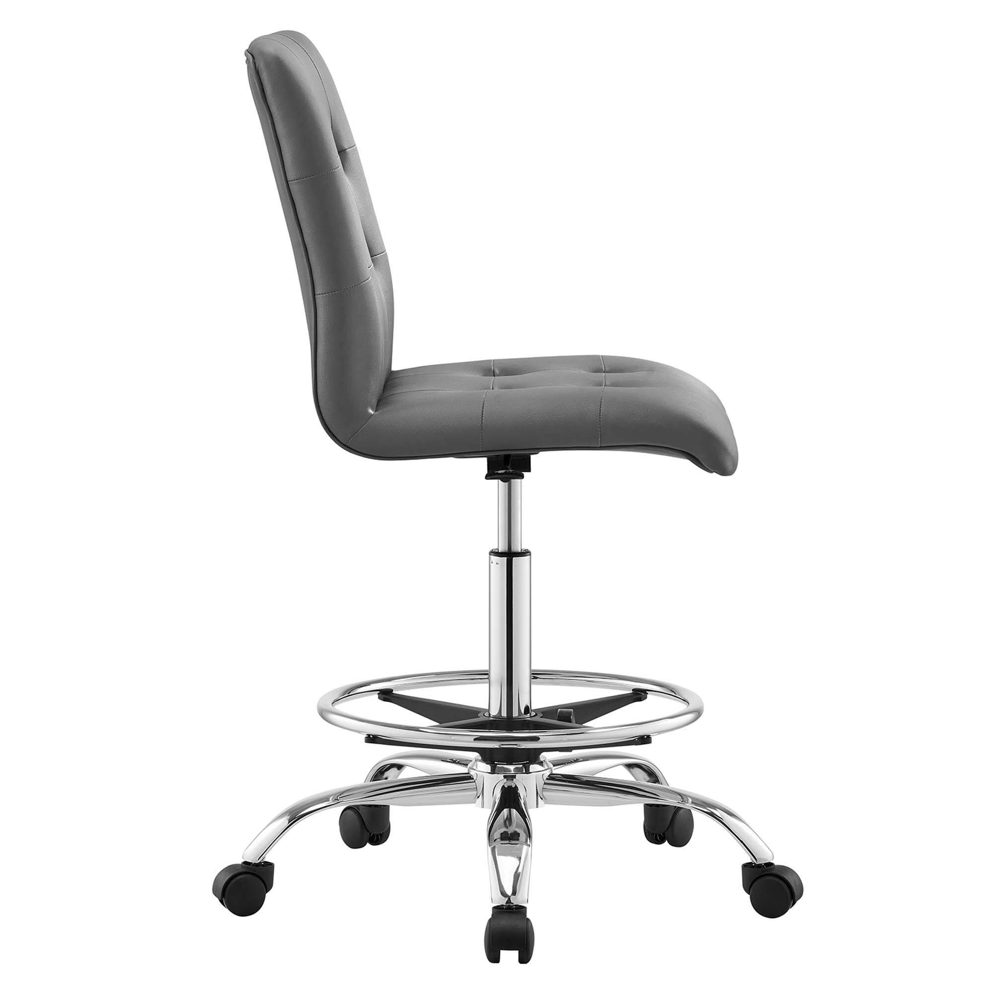 Alt View 1. Modway - Prim Armless Vegan Leather Drafting Chair by Modway - Silver Gray.