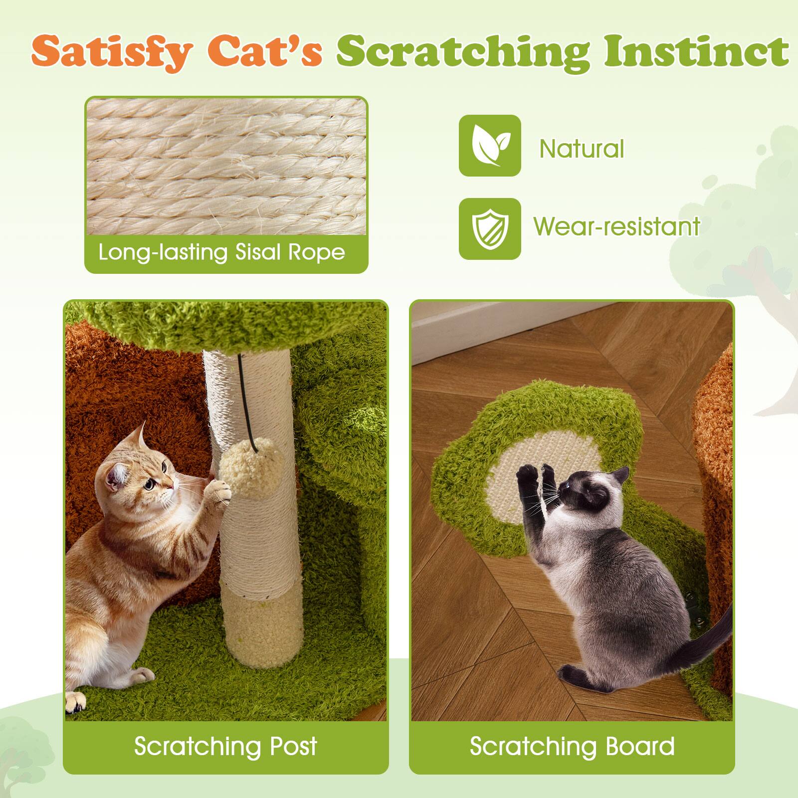 Satisfy Cat's Scratching Instinct

- Long-lasting Sisal Rope
- Natural
- Wear-resistant

Scratching Post

Scratching Board