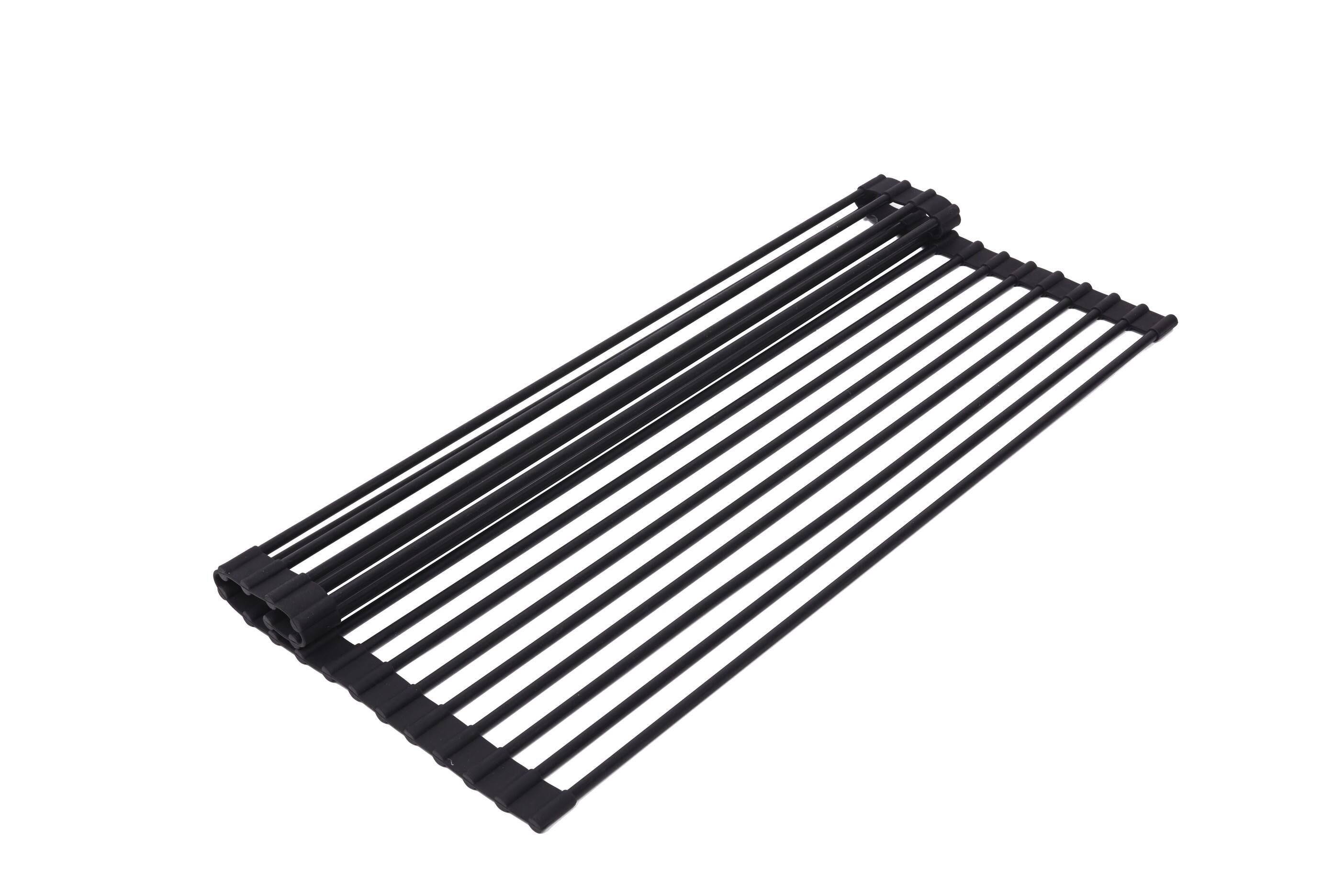 Angle. True & Tidy - Over Sink Roll Up Drying Rack - BLACK.