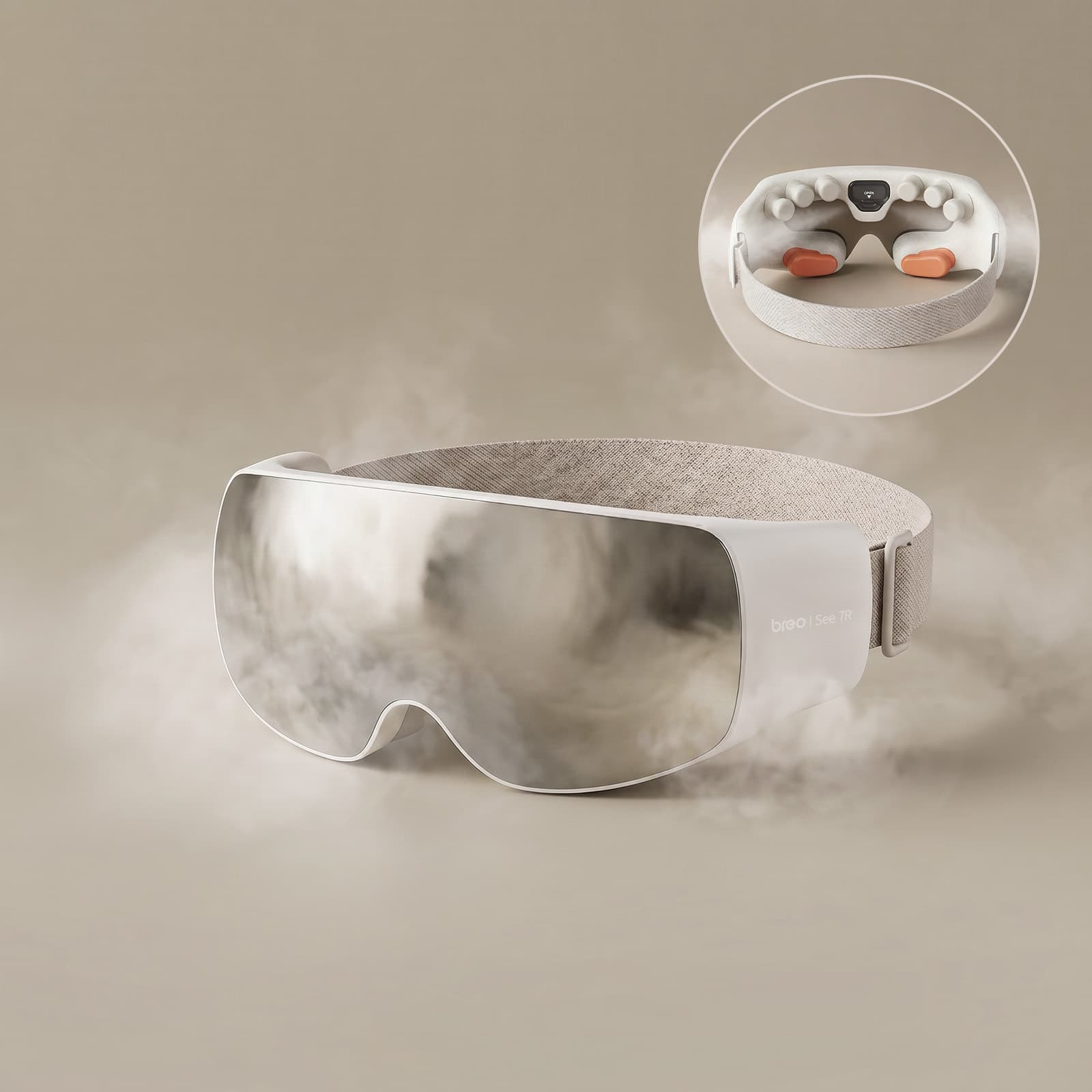 BREO - See 7R Rechargeable Heated Eye Massager with Fine Mist,UV Self-Cleaning,USB-C Charging and Open-View Design
