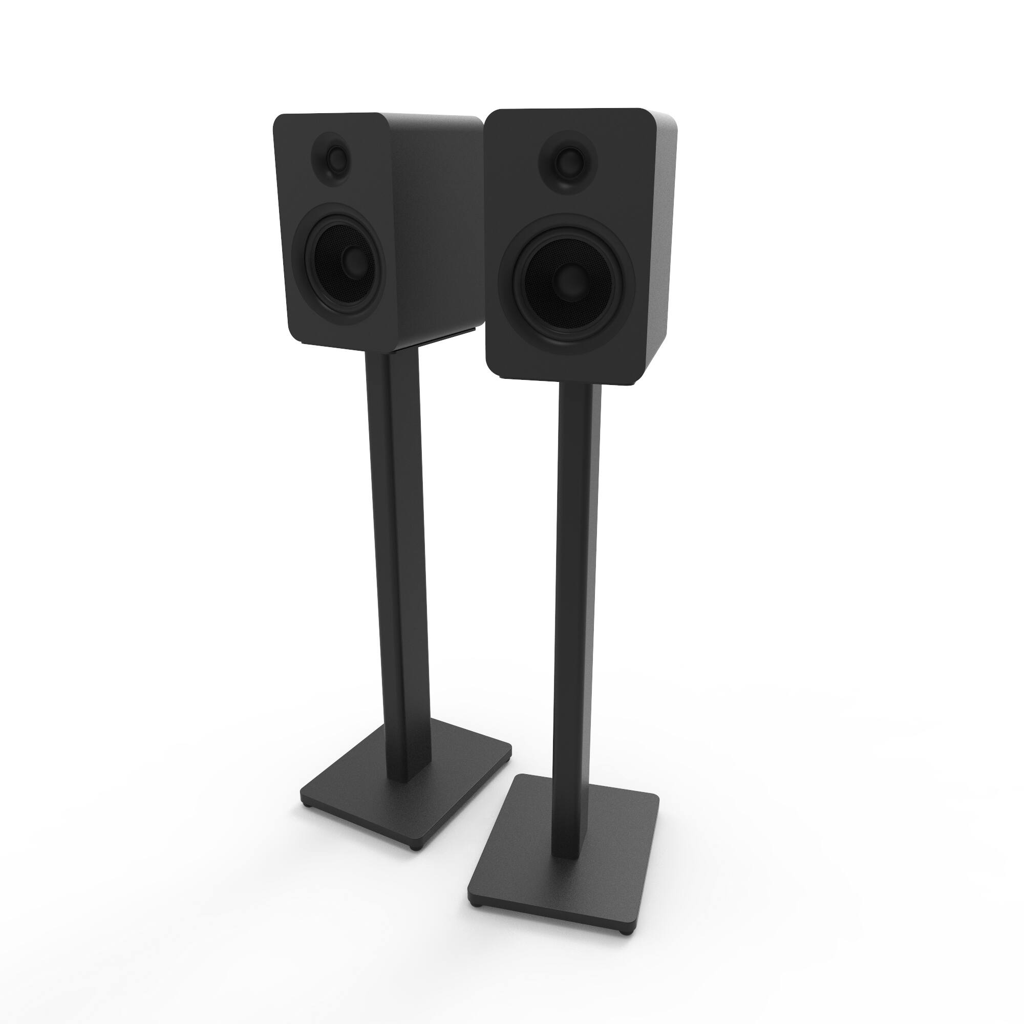 Angle. Kanto - 28" Universal Bookshelf Speaker Floor Stands, Pair - Black.