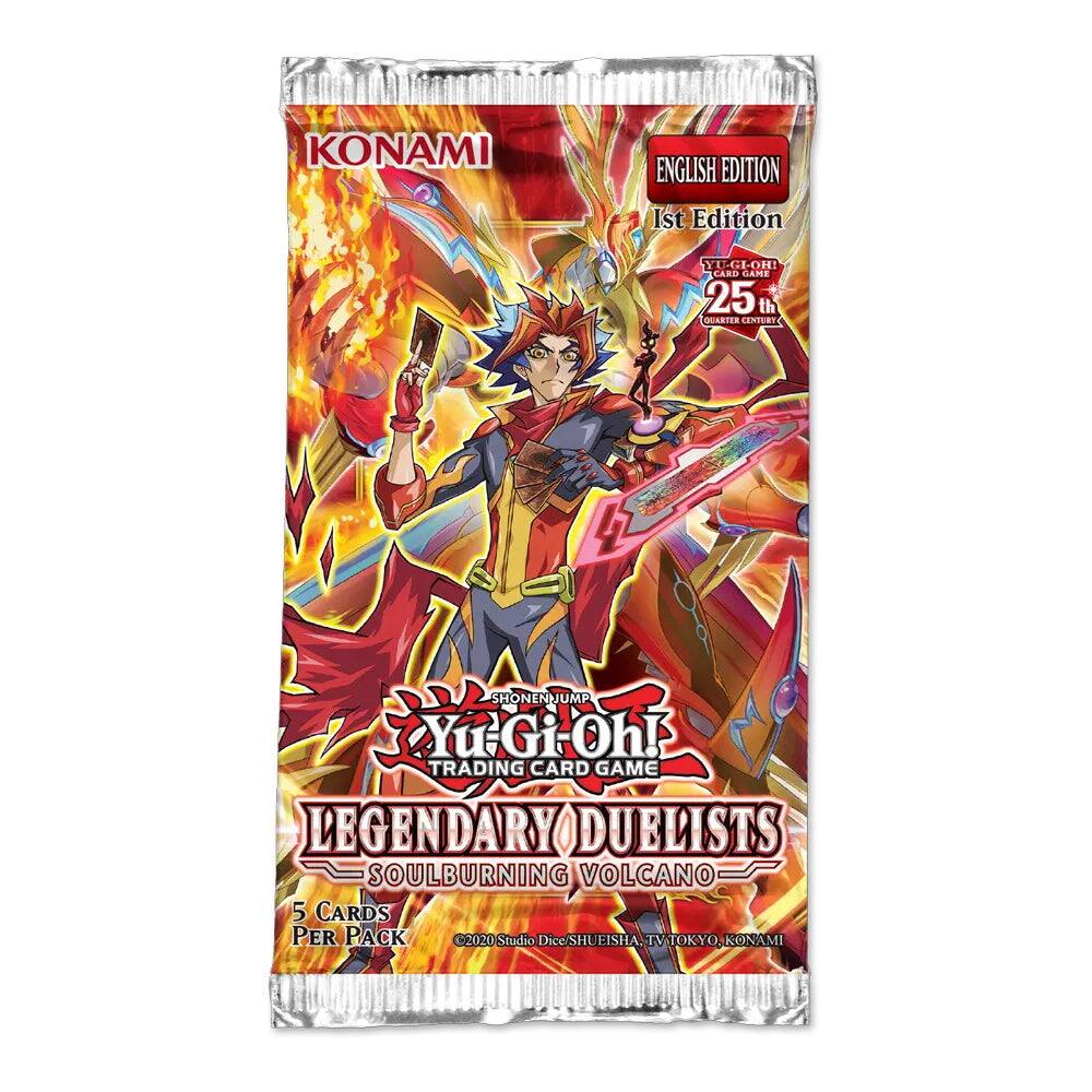 KONAMI ENGLISH EDITION 1st Edition YU-GI-OH! 25th Anniversary QUARTER CENTURY SHONEN JUMP TRADING CARD GAME LEGENDARY DUELISTS SOULBURNING VOLCANO 5 CARDS PER PACK C2020 Studio Dice/SHUEISHA Dice/ TV TOKYO, KONAMI