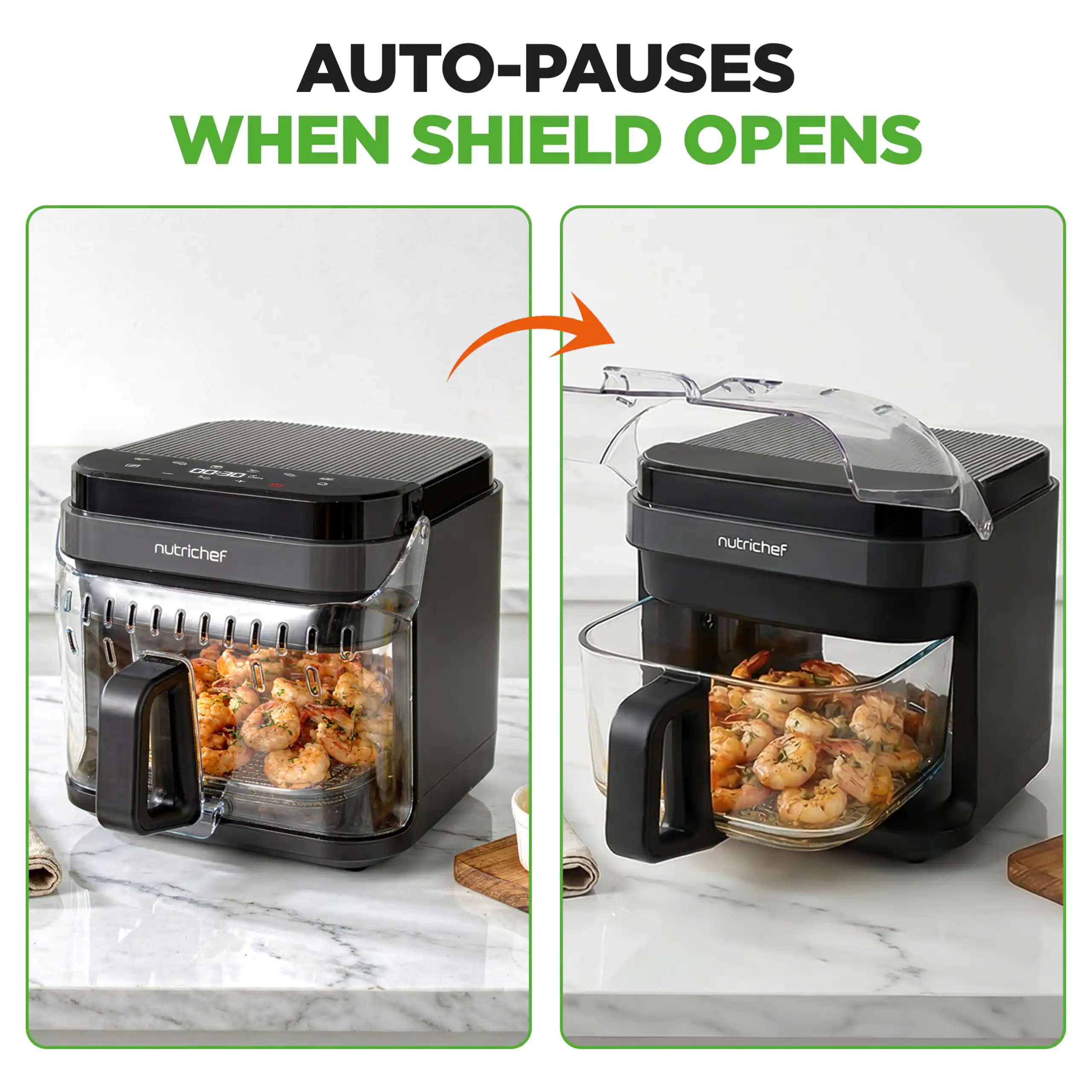 AUTO-PAUSES WHEN SHIELD OPENS

nutrichef