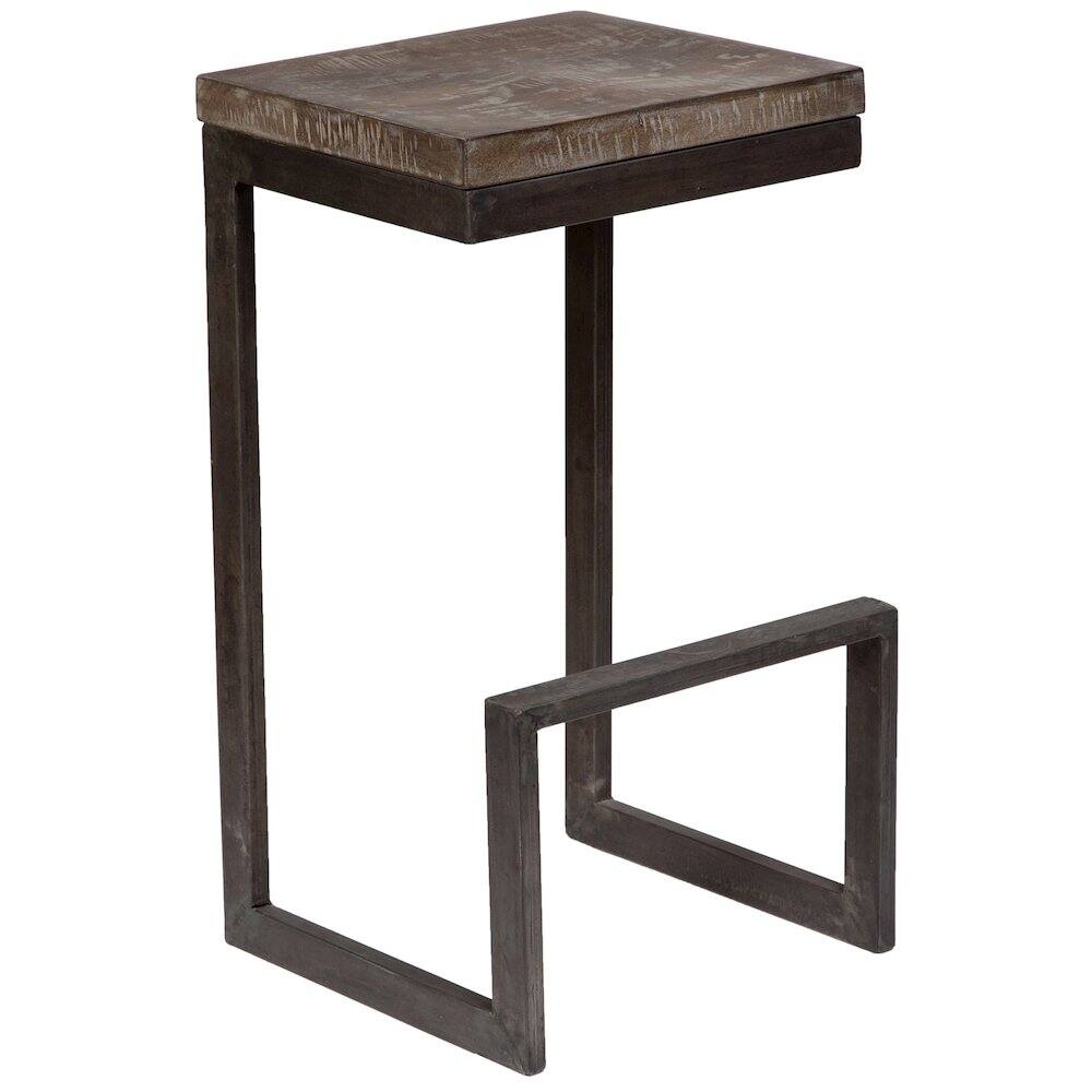 Alt View 6. Porter Designs - Cube Solid Mango Wood & Metal Bar Stool - Gray.