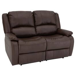 RecPro - Charles 58 Inch Recliner Sofa RV Faux Leather Lounge Furniture - Mahogany