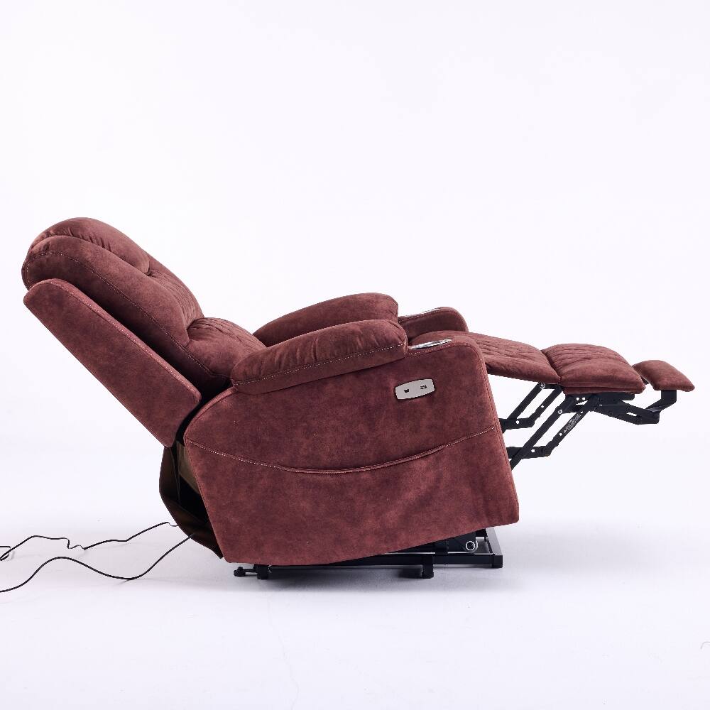 Alt View 3. Ropilly - Ropilly Oversized Power Lift Recliner Massage Chair for Elderly with USB Ports - Reddish Brown.