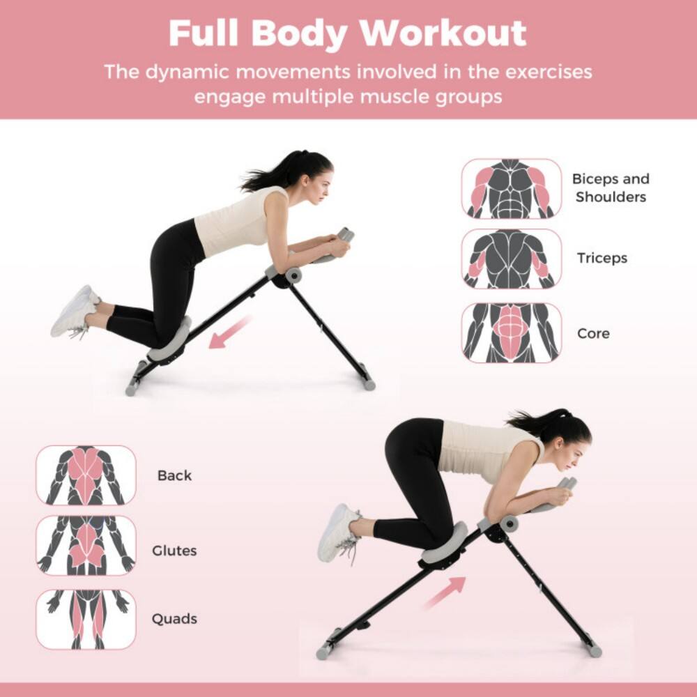 Full Body Workout  
The dynamic movements involved in the exercises engage multiple muscle groups:  
- Biceps and Shoulders  
- Triceps  
- Core  
- Back  
- Glutes  
- Quads