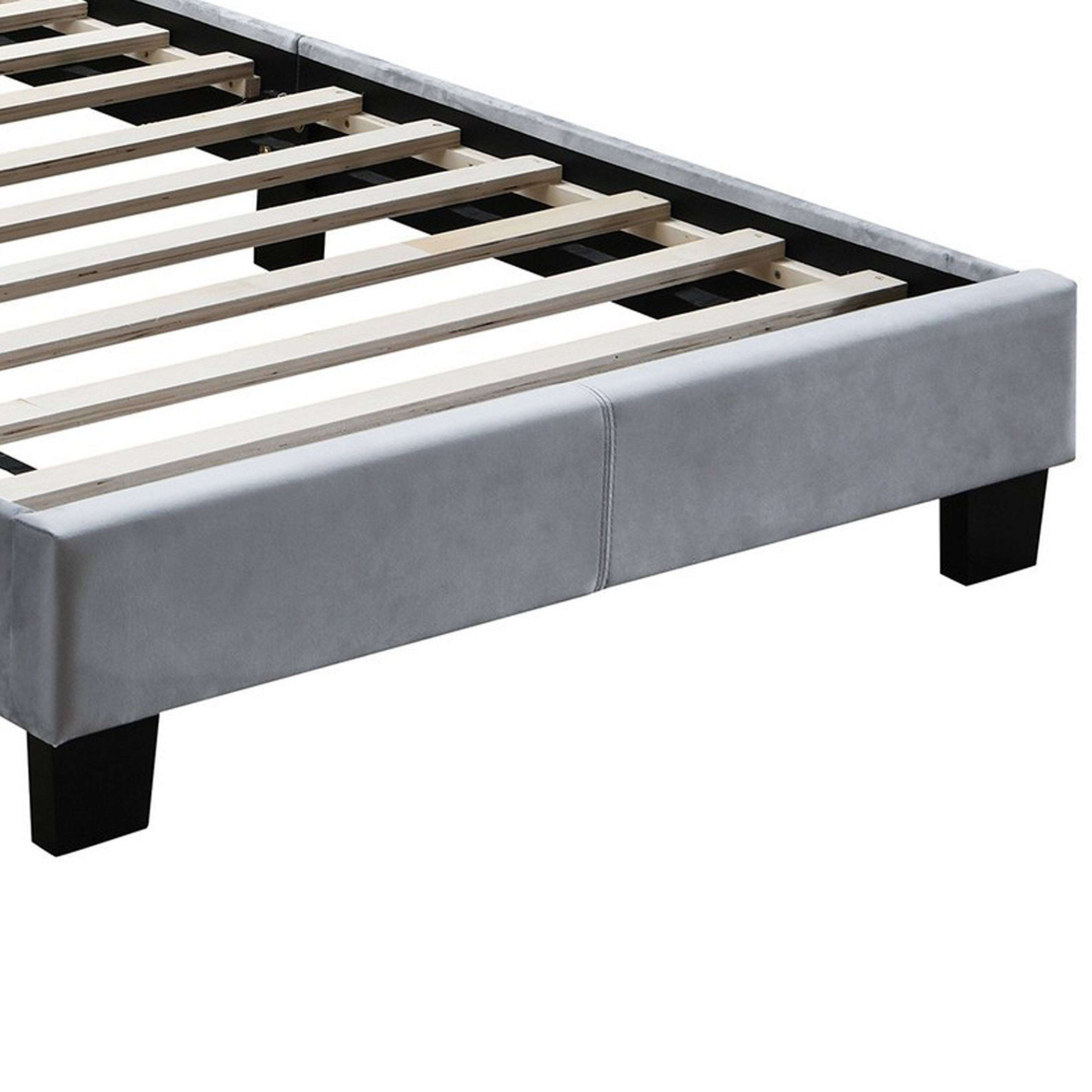 Alt View 3. Manhattan Lane - Button Tufted Full Velvet Bed with Curved Headboard - Gray.