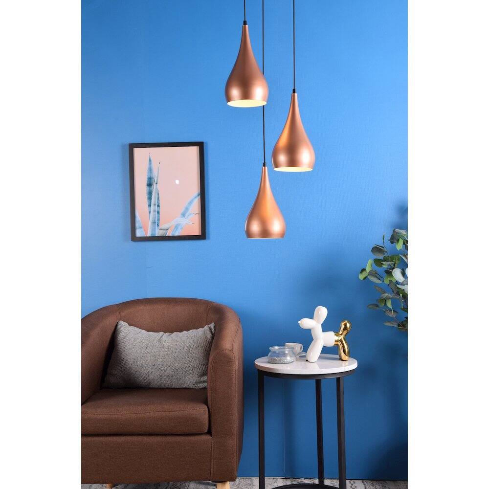Alt View 3. Living District - Nora 3 Light Honey Gold Pendant - Honey Gold.