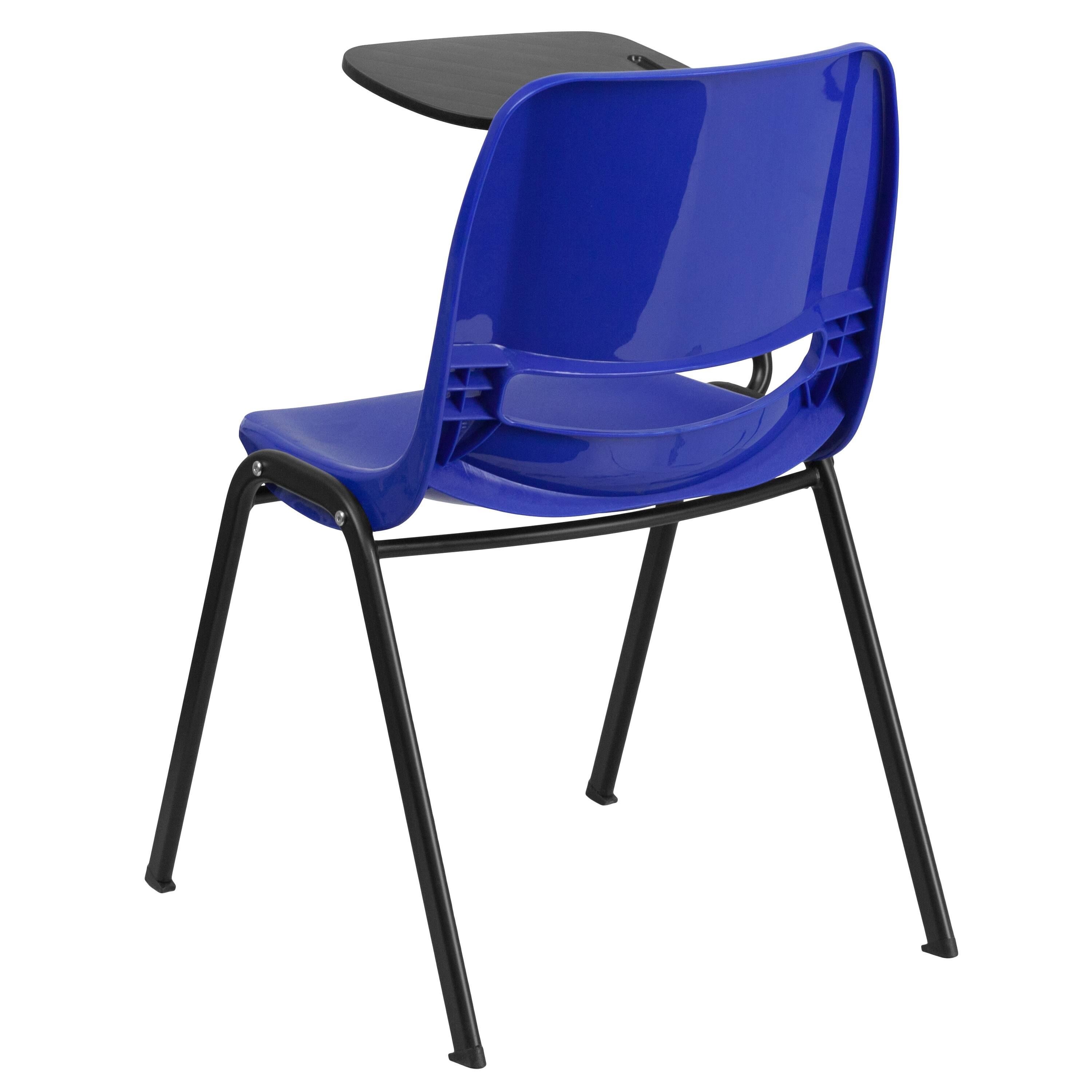 Alt View 3. Emma + Oliver - Ergonomic Shell Chair with Right Handed Flip-Up Tablet - Tablet Arm Desk - Blue.