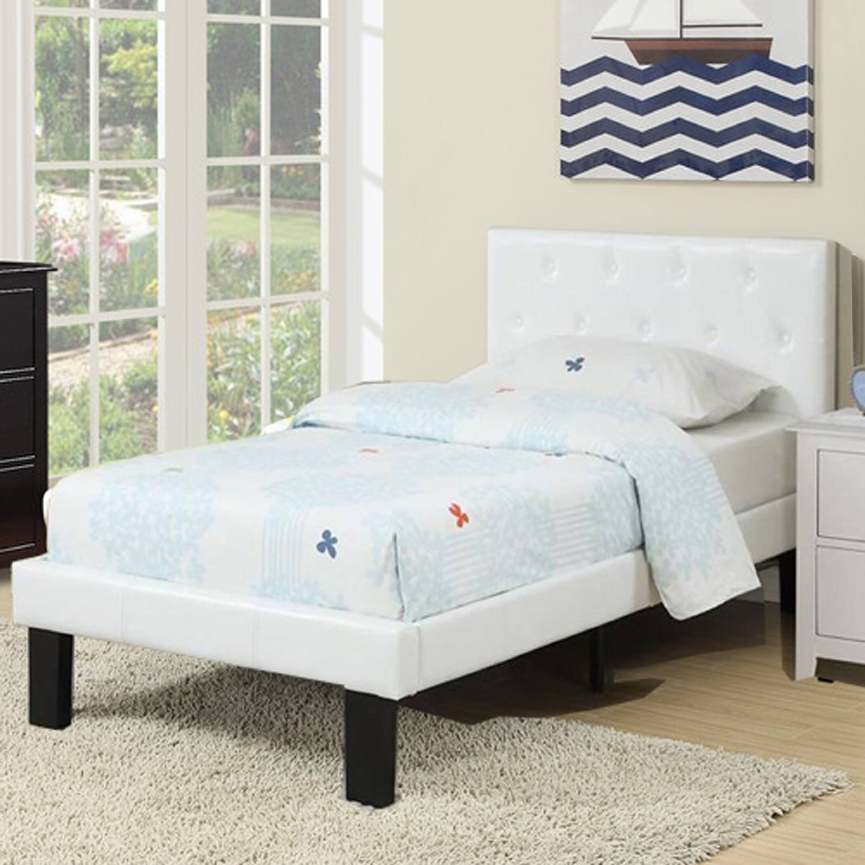 Alt View 5. Manhattan Lane - Faux Leather Upholstered Twin size Bed With tufted Headboard - White.