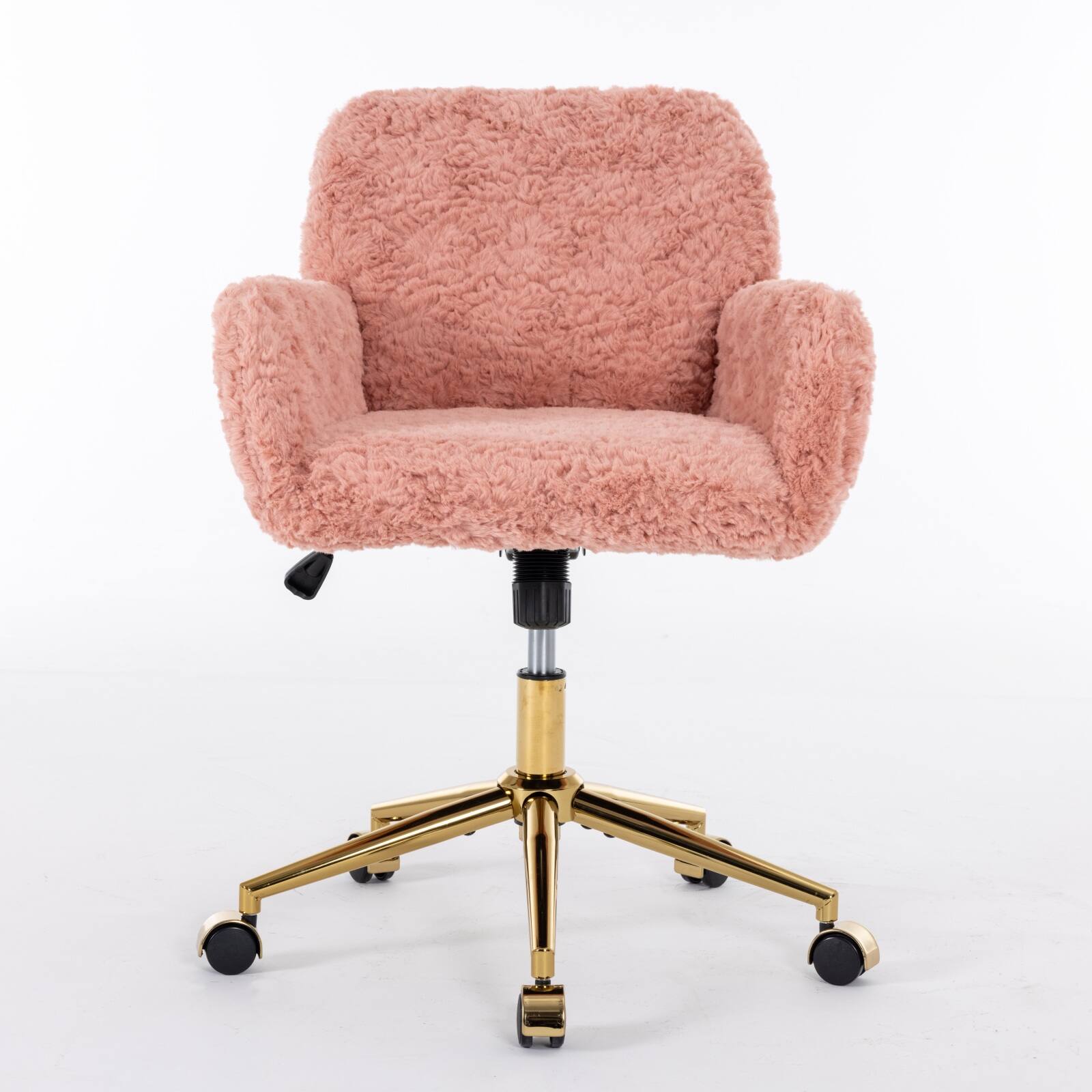Left. GOODSILO - Premium Adjustable Swivel Office Chair with Golden Metal Base and Plush Velvet Upholstery for Home or Office Use - Pink.