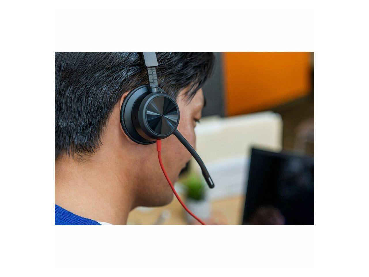 Alt View 3. HP - Poly Blackwire 8225 USB-C Stereo Headset - Noise Cancelling Mic - TAA Compliant - Red.