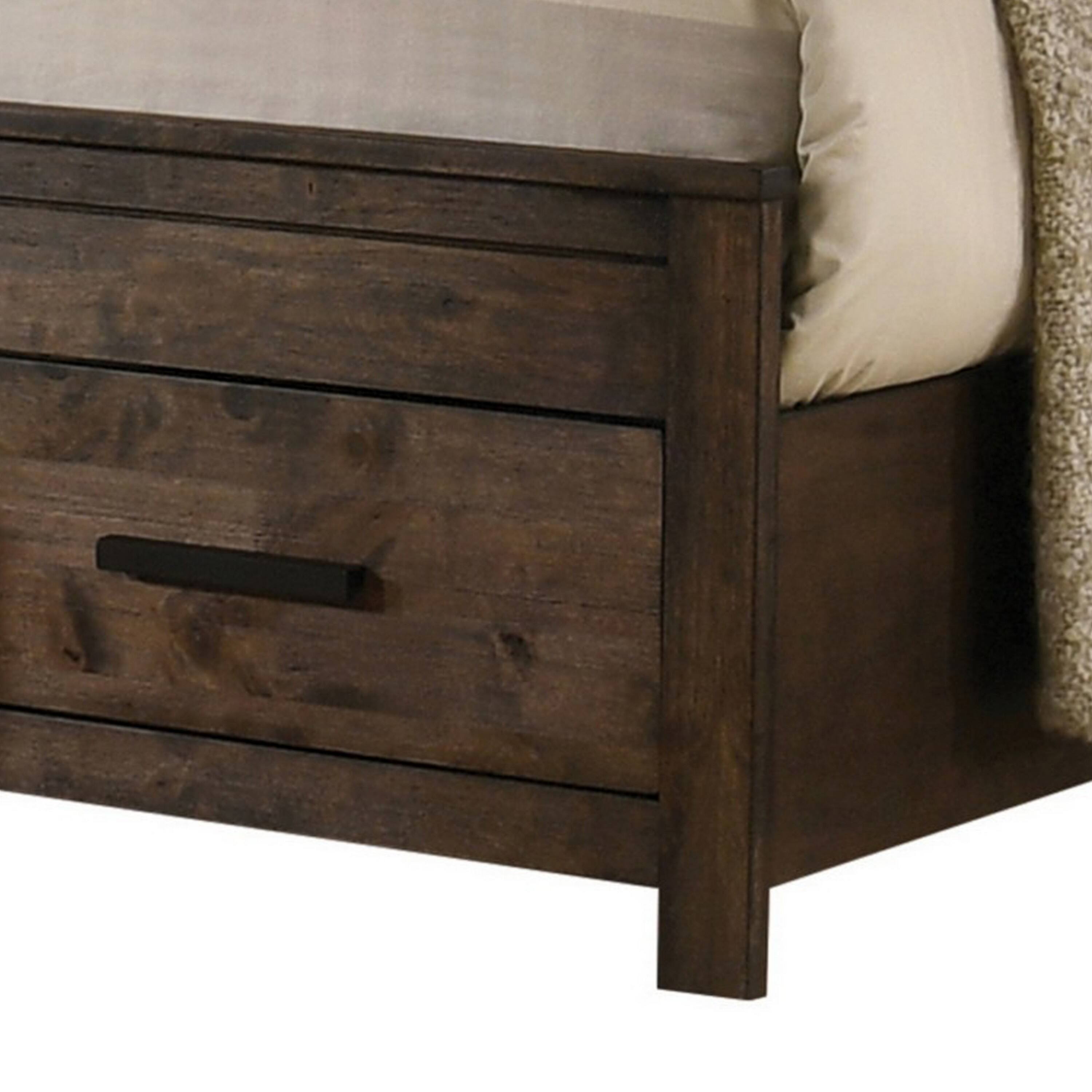 Alt View 3. Manhattan Lane - Frio Queen Size Storage Bed, 2 Drawers, Low Platform Design - Brown, Black.