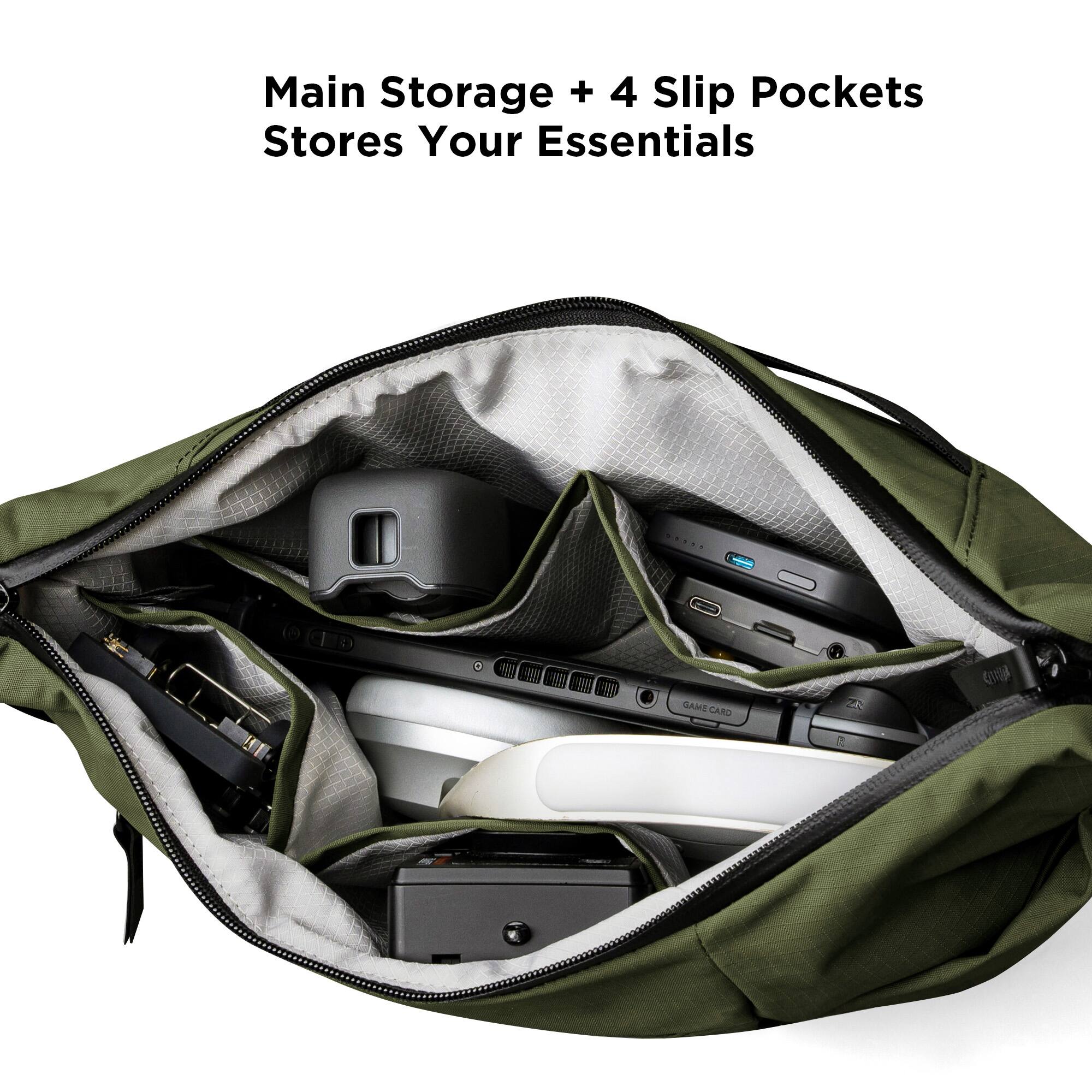 Main Storage + 4 Slip Pockets Stores Your Essentials