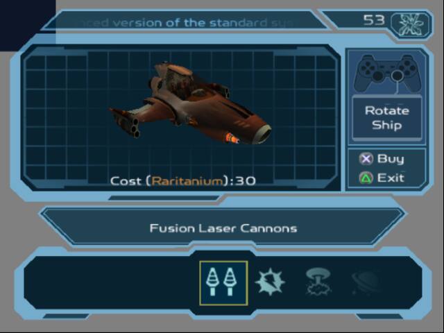 Enhanced version of the standard ship

Cost (Raritanium): 30

Fusion Laser Cannons

Rotate Ship

Buy

Exit