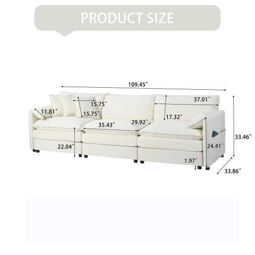 PRODUCT SIZE  
109.45"  
11.81"  
15.75"  
15.75"  
35.43"  
29.92"  
17.32"  
37.01"  
22.04"  
24.41"  
33.46"  
1.97"  
33.86"