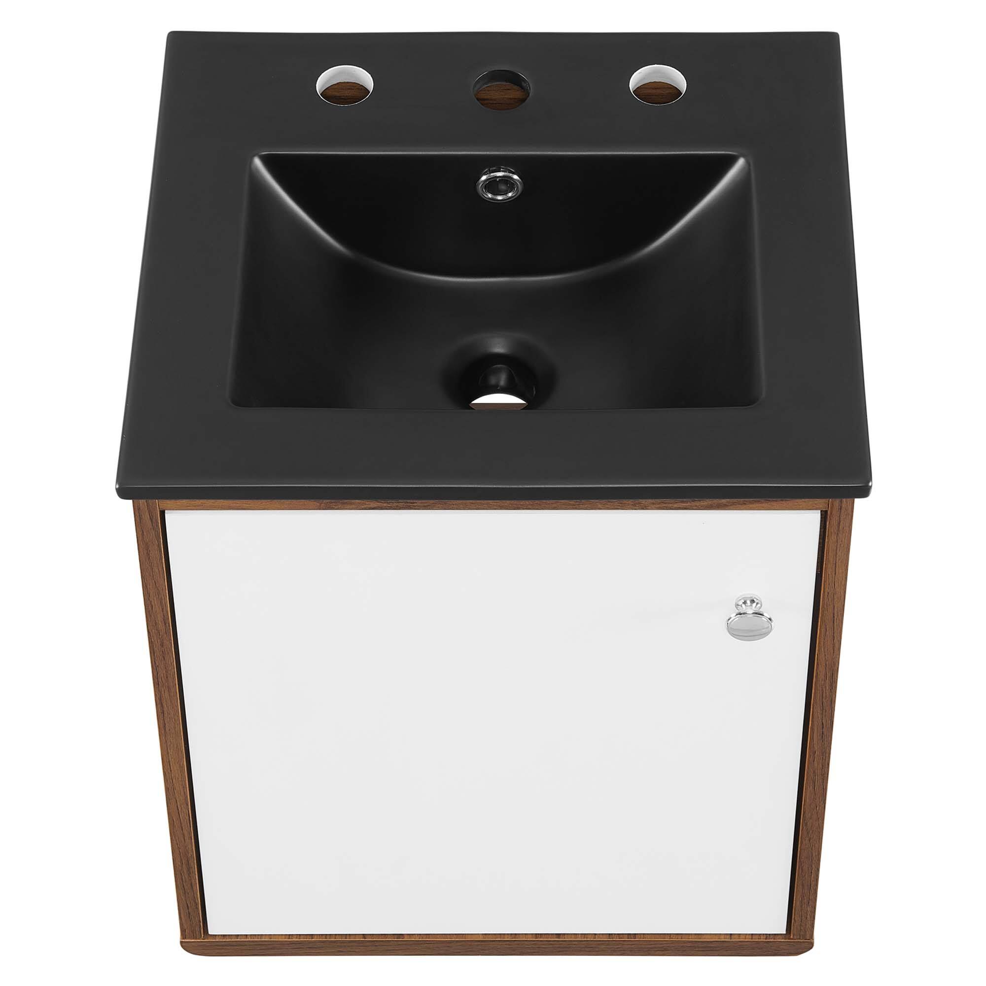 Alt View 4. Modway - Transmit Wall-Mount Bathroom Vanity Basin Included - Walnut Black.