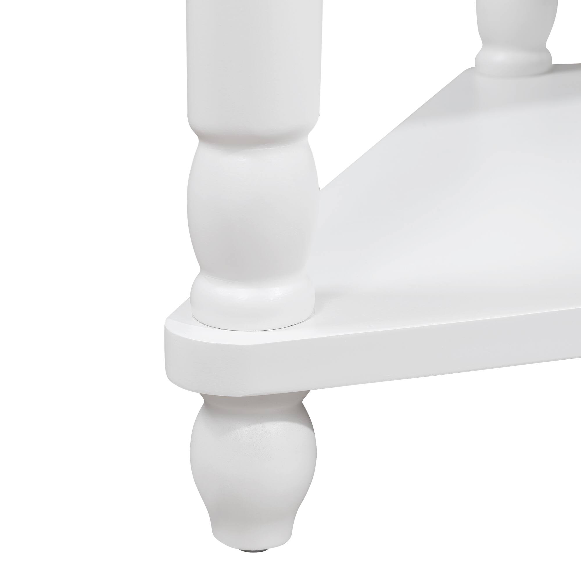 Alt View 2. GOODSILO - Compact Triangular Corner Table with Three Tiers for Space-Saving Storage and Display - Milk White.