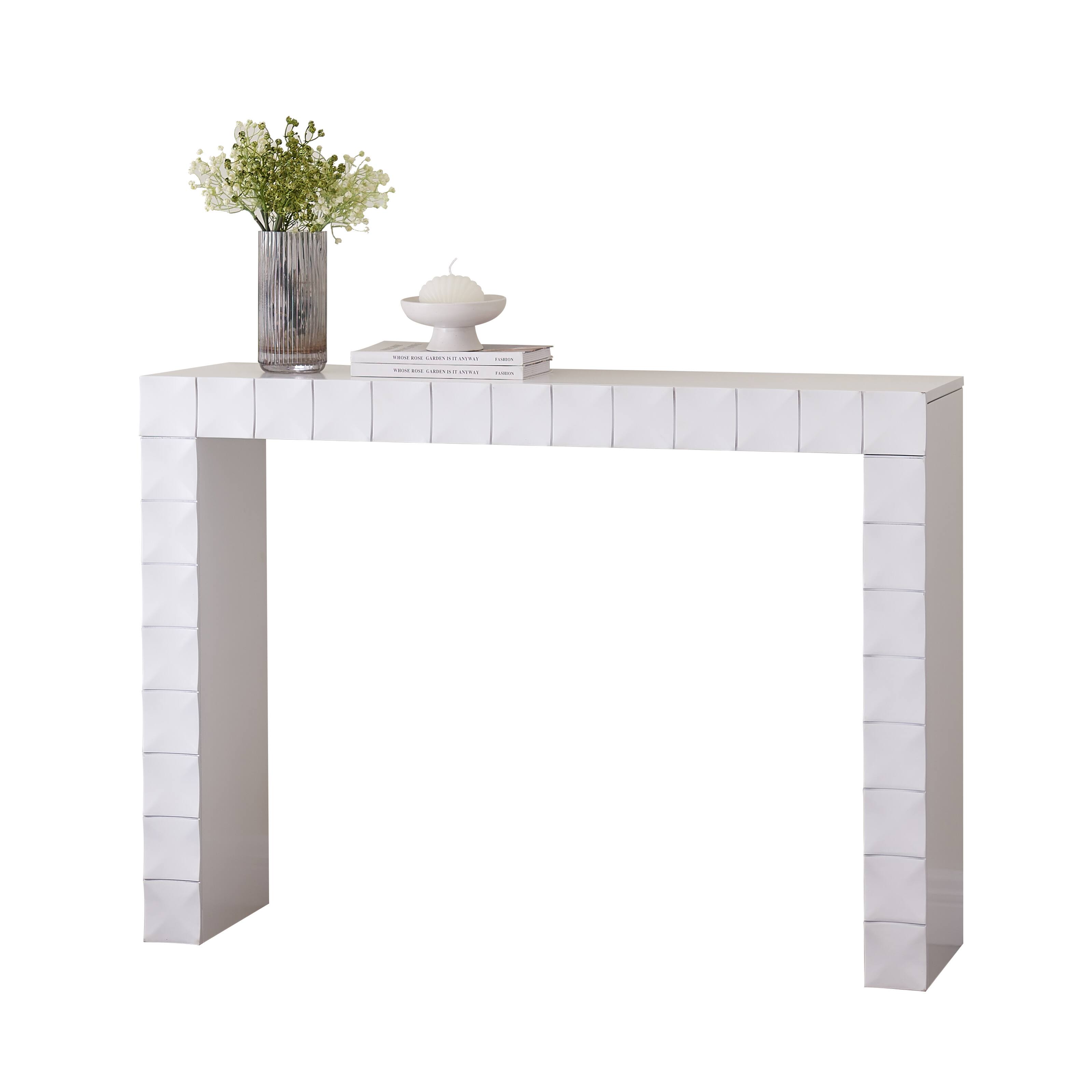 Angle. Kings Brand Furniture - Kings Brand Furniture Turlock Wooden Console Table, Minimalist Sofa Table, Side Table, Entryway Table and Display Table - White.