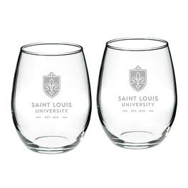Jardine - Saint Louis Billikens 21oz. 2-Piece Stemless Wine Glass Set - Multicolor