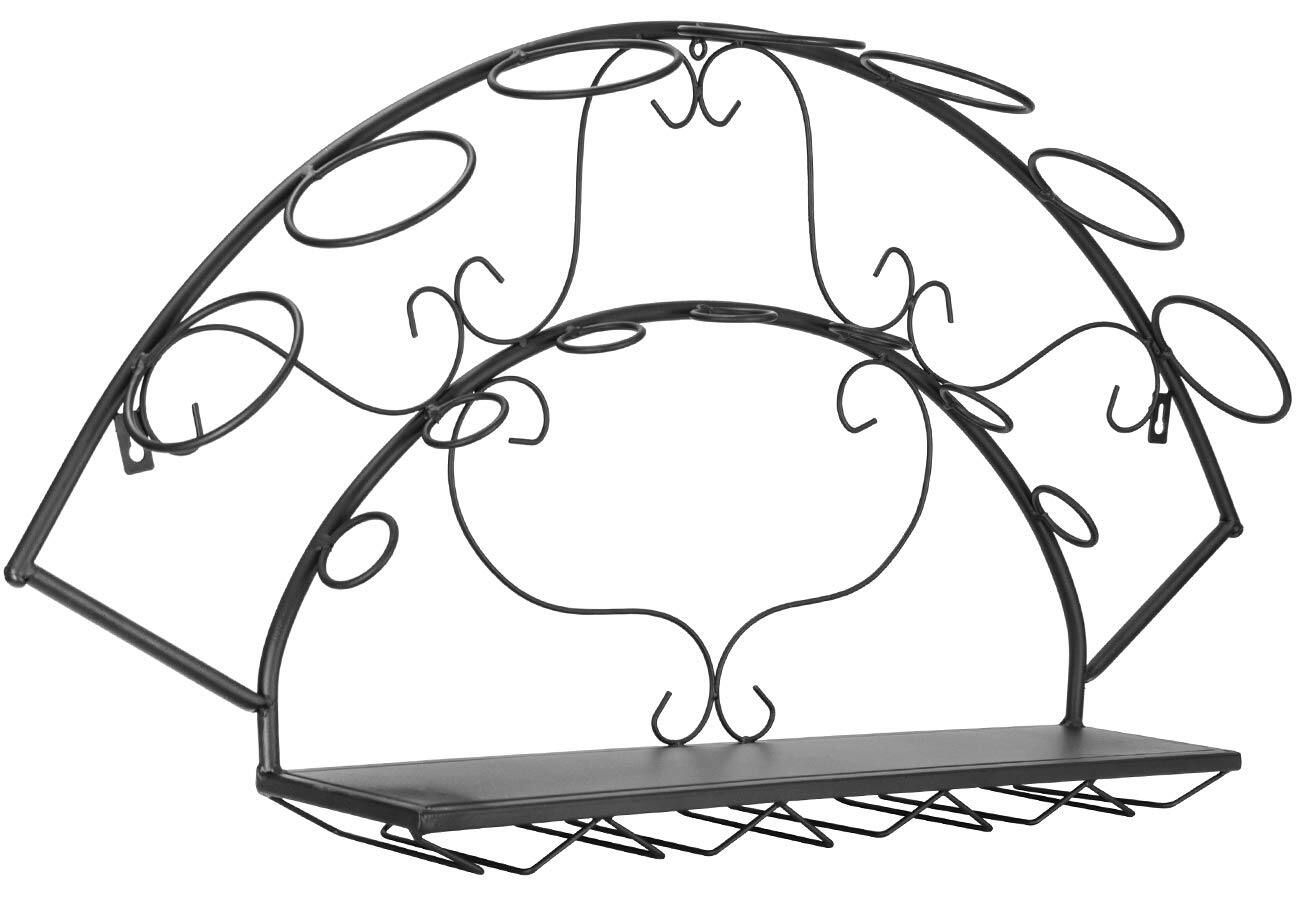 Alt View 4. Sorbus - Sorbus Chateau Style Wall Mounted Wine Bottle Glass Rack - Black.