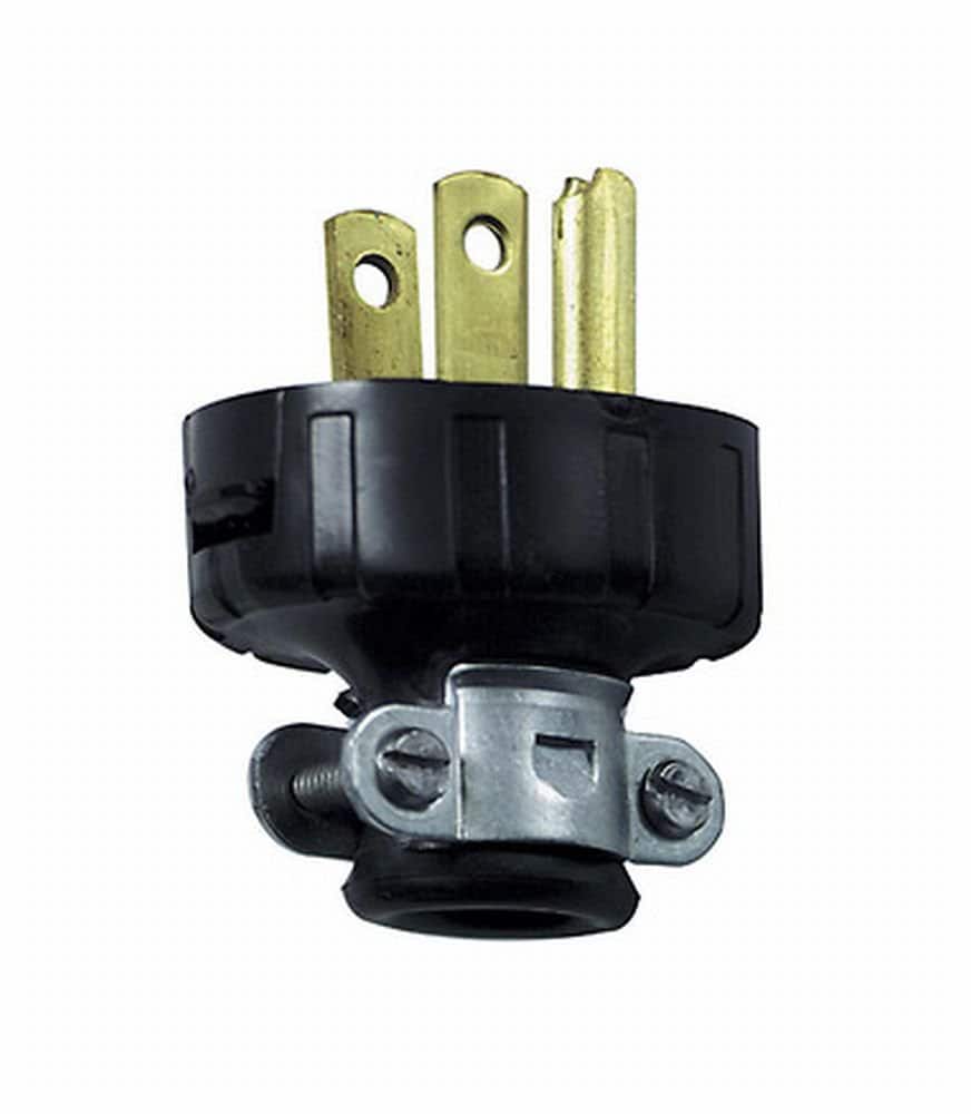 Leviton - 15 Amp 125 Volt NEMA 5-15P Straight Blade Residential Vinyl Heavy-Duty Plug - Black