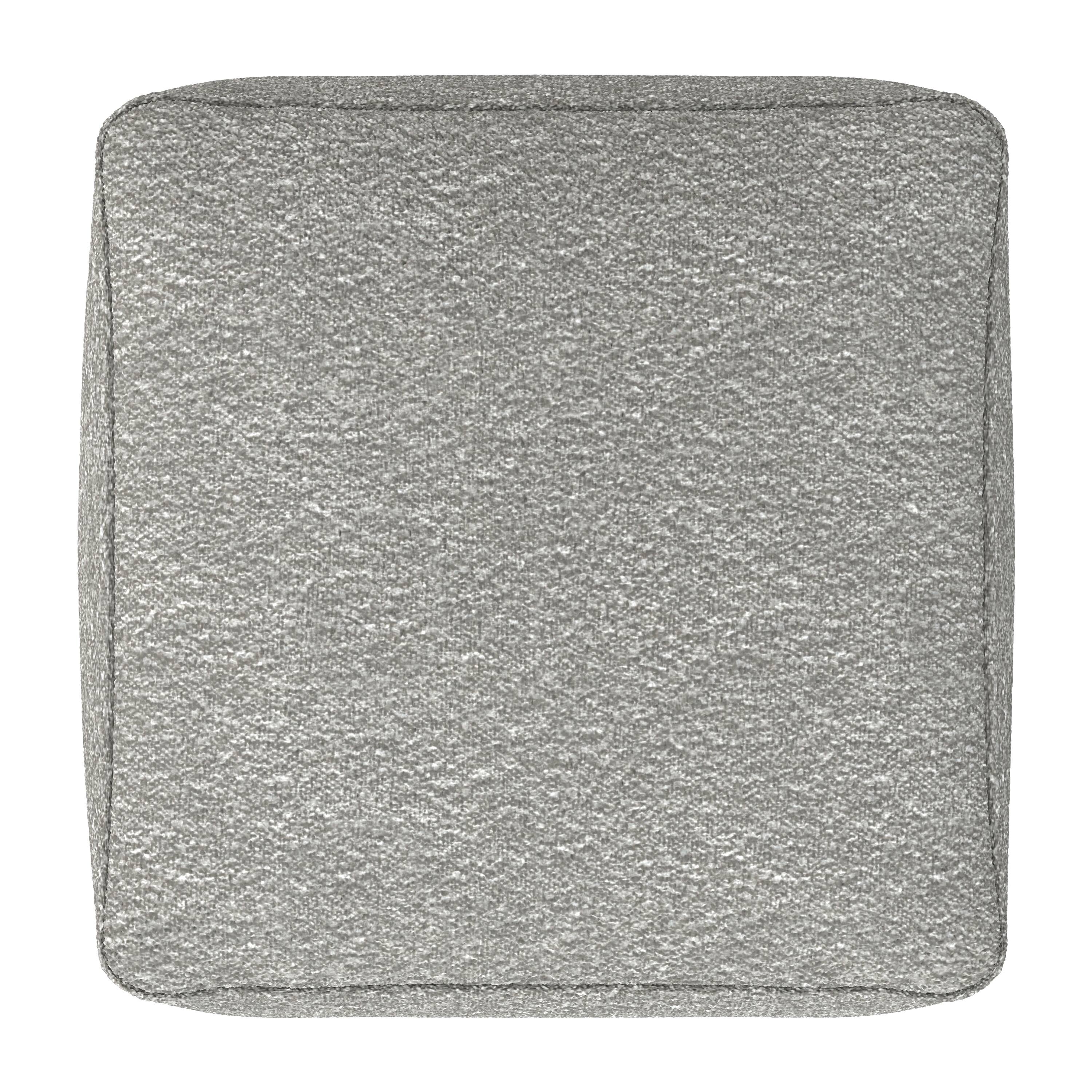 Back. Simpli Home - Chantal 24 inch Wide Contemporary Pouf in Light Grey Boucle Fabric - Light Grey.