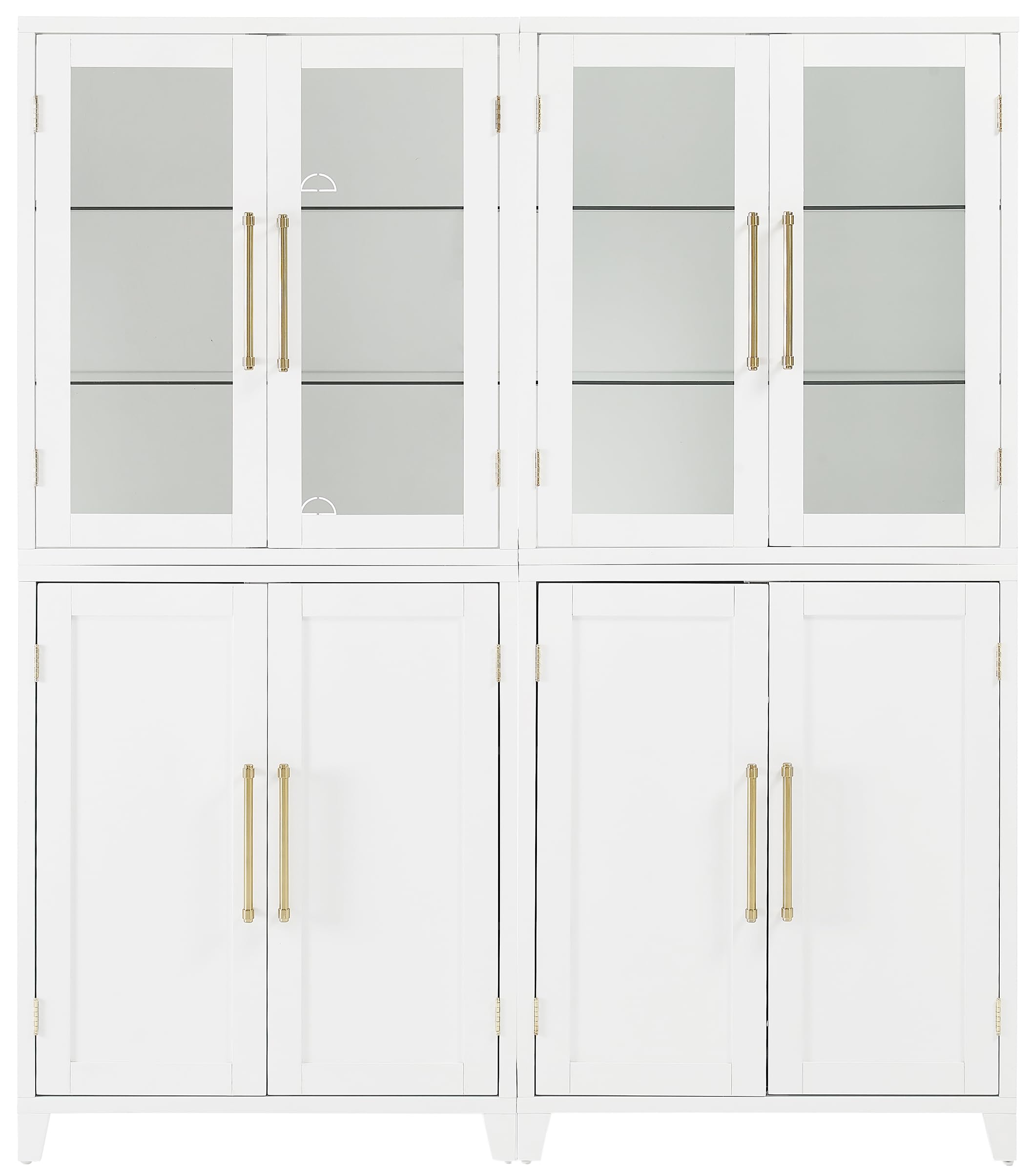 Angle. Crosley Furniture - Roarke 2Pc Pantry Storage Cabinet W/Glass Door Hutch Set - 2 Pantries - White.