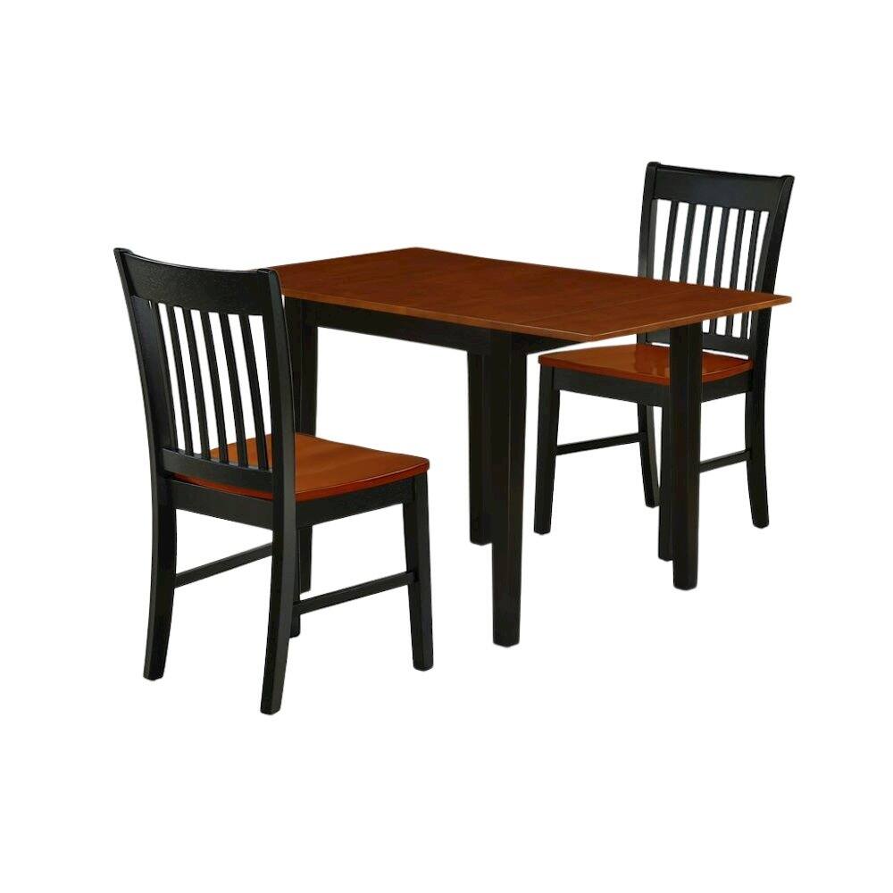 Alt View 6. FurniFact - Solid Wood 5 Piece Dining Table Set in Black & Cherry for 4 People - Black & Cherry.