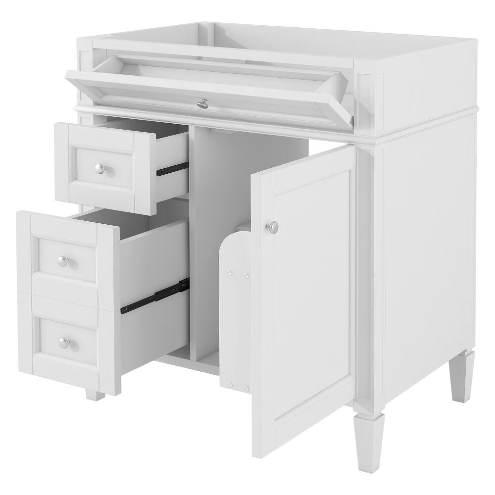 Left. Loheer - Loheer 30 inch bathroom vanity without top, white bathroom storage cabinet with 3 drawers - White.