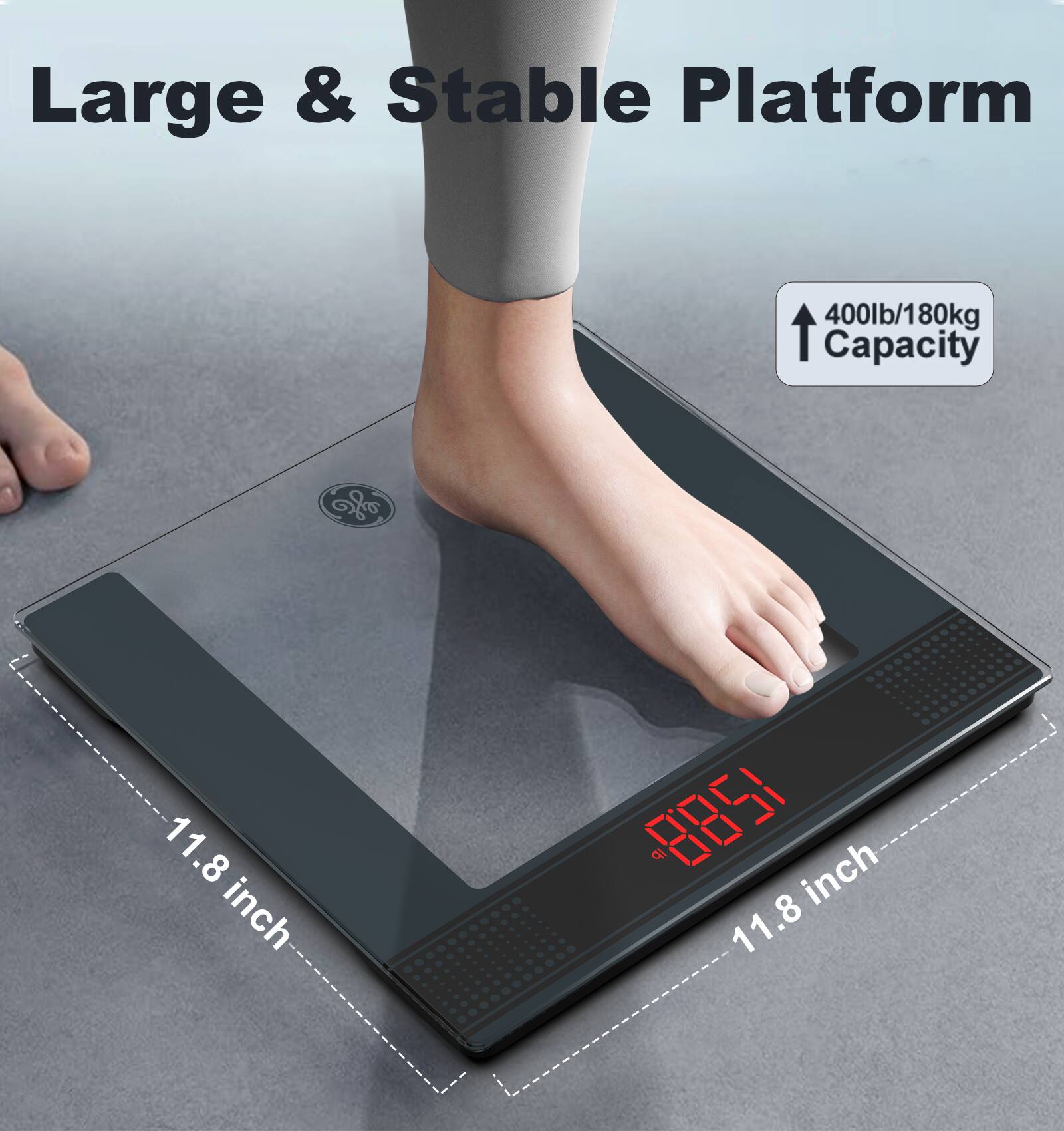 Large & Stable Platform 400lb/180kg Capacity 11.8 inch 0 inch 11.8 inch