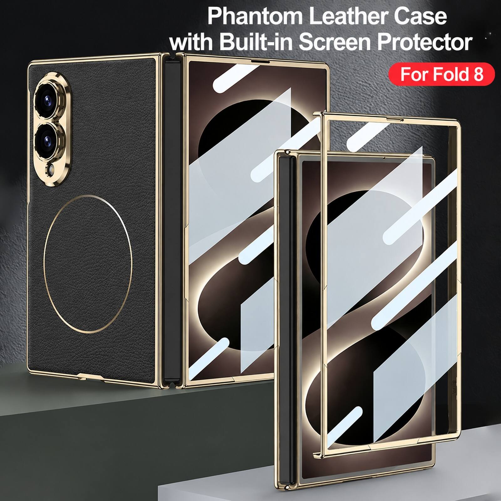 Phantom Leather Case with Built-in Screen Protector  
For Fold 8