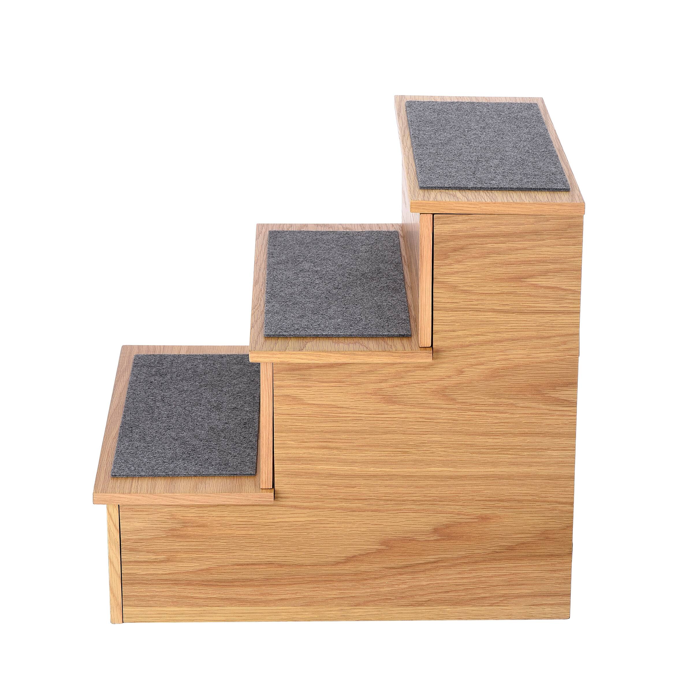 Angle. AdirPet - Portable Dog Ramp Ladder Non-Slip 3-Step Pet Stairs - Medium Oak.