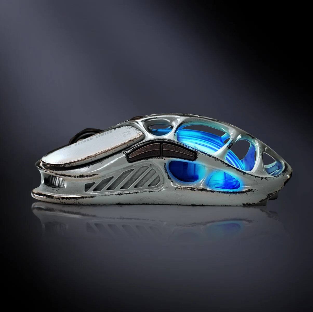 Left. GravaStar - GravaStar Mercury M1 Pro Wireless Gaming Mouse with 26000 DPI and 4K Hz Polling Rate Battle-Worn Silver Mist - Battle-Worn Silver Mist.