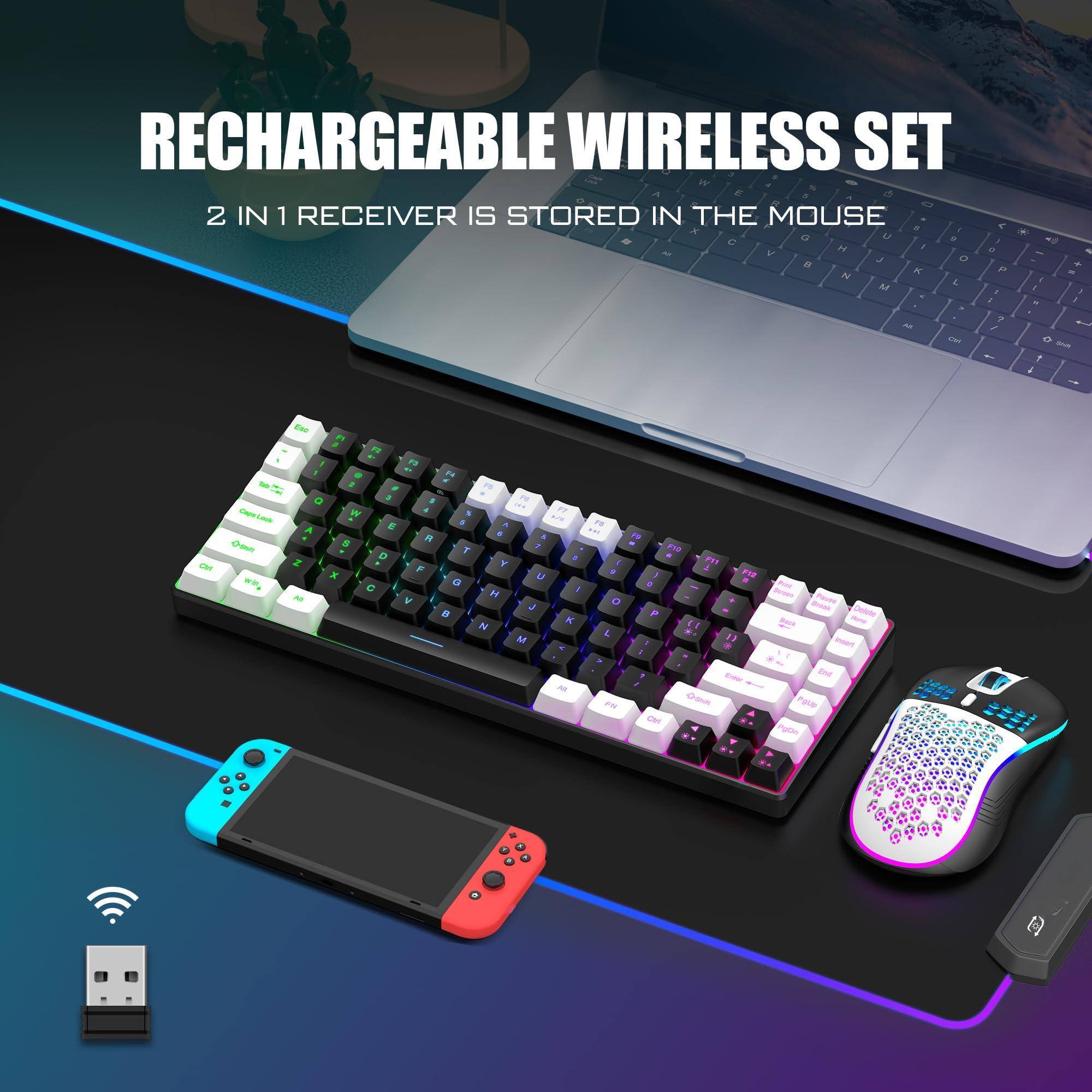 RECHARGEABLE WIRELESS SET  
2 IN 1 RECEIVER IS STORED IN THE MOUSE