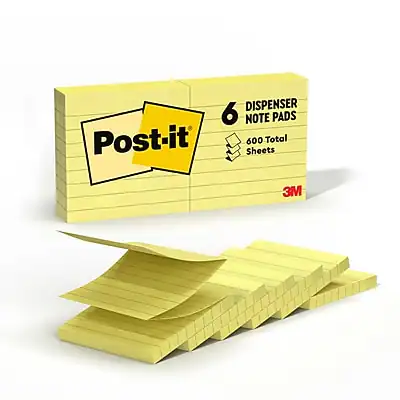 DISPENSER
6 NOTE PADS
Post-it
600 Total Sheets
3M