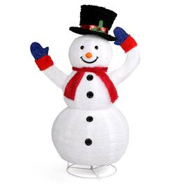 Winado - 4FT Portable Christmas Snowman Collapsible Motor Hat with Lights for Xmas Indoor Outdoor Holiday Party Decorations - White