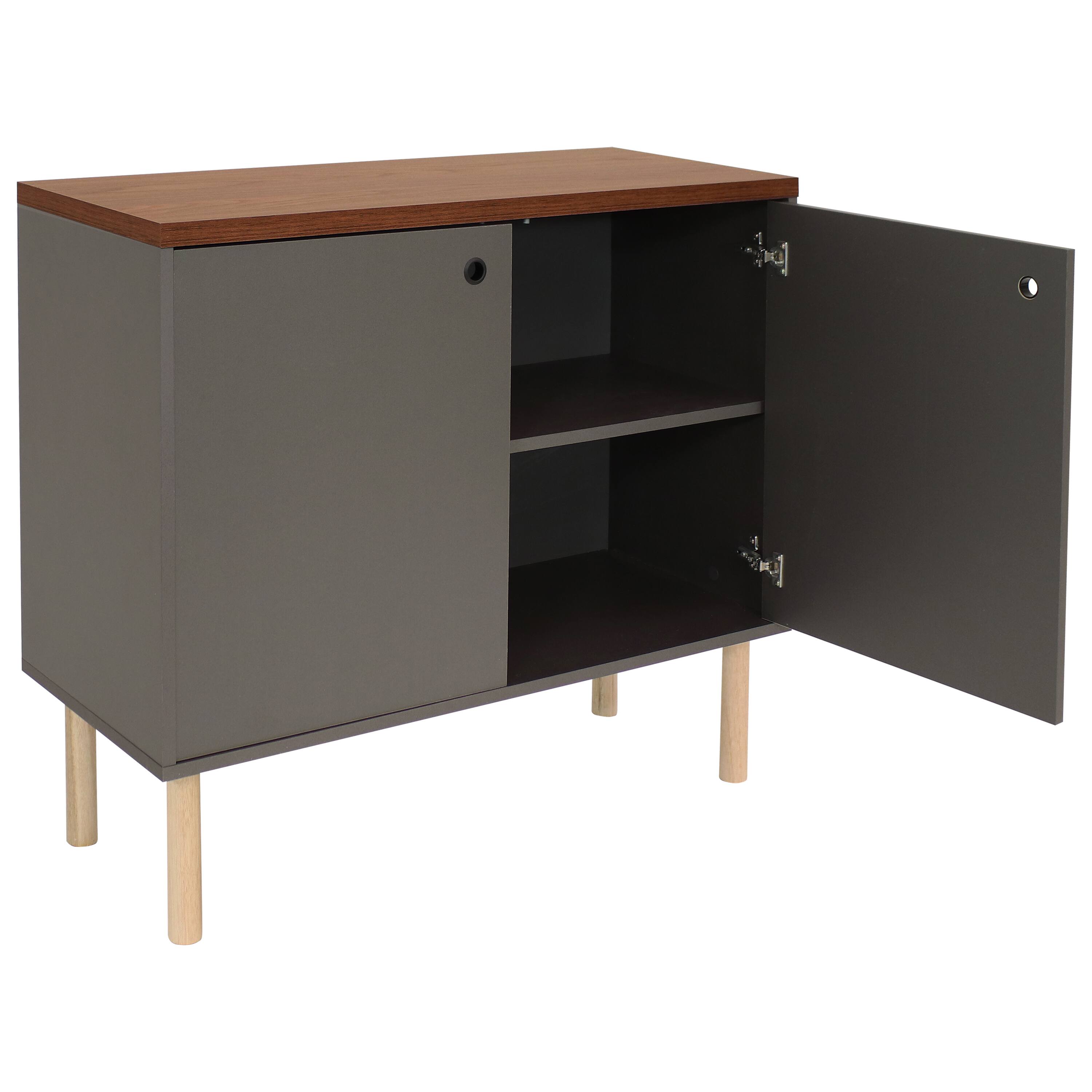 Alt View 9. Sunnydaze - Mid-Century Modern 2-Door Accent Buffet Cabinet - Gray.