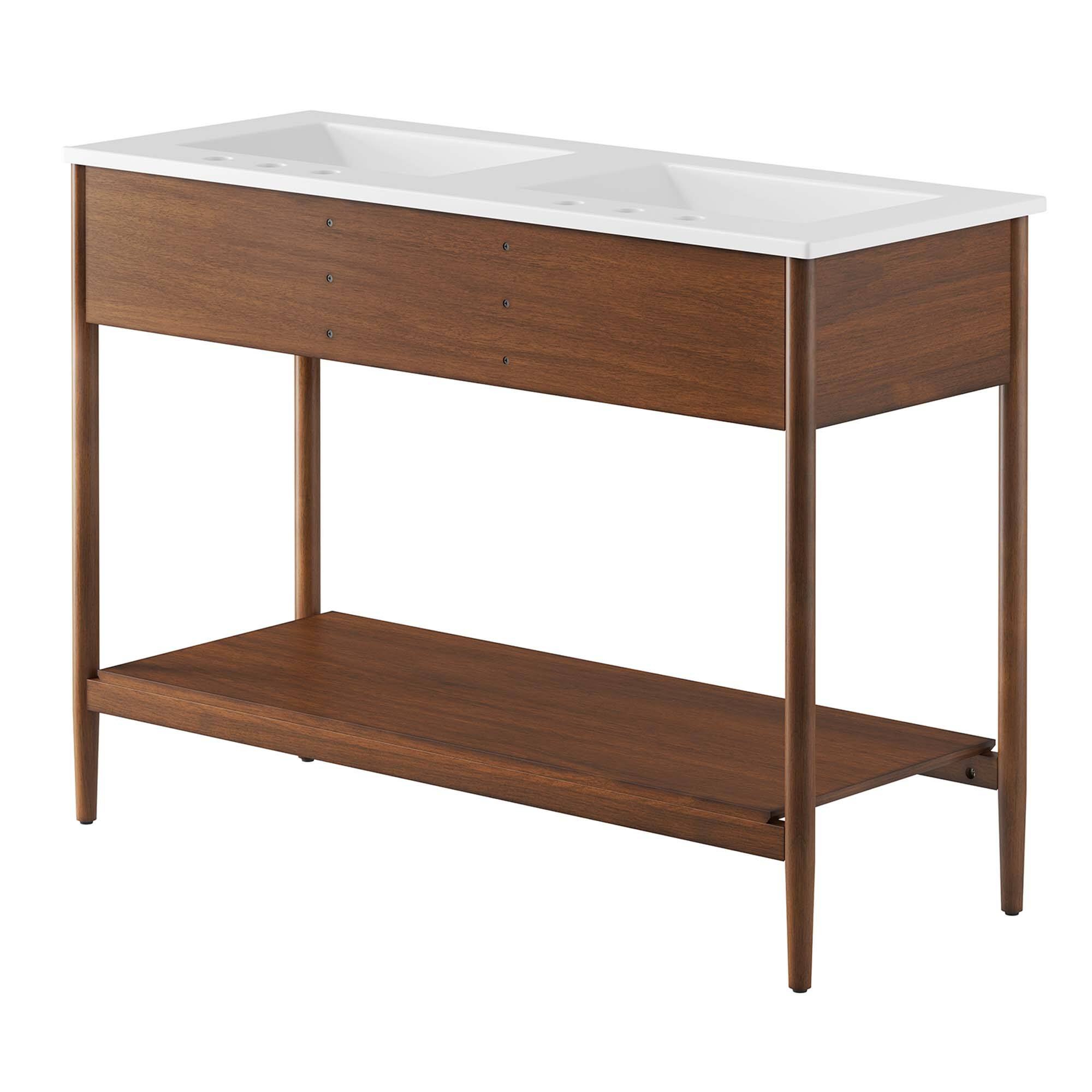 Alt View 4. Modway - Zaire Bathroom Vanity Basin Included by Modway - Walnut White.