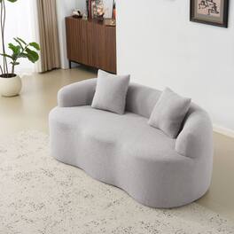 Anysun - Curved Loveseat Sofa with Round Armrest - Compression Couch, 2 Pillows, No Assembly for Small Spaces - Gray
